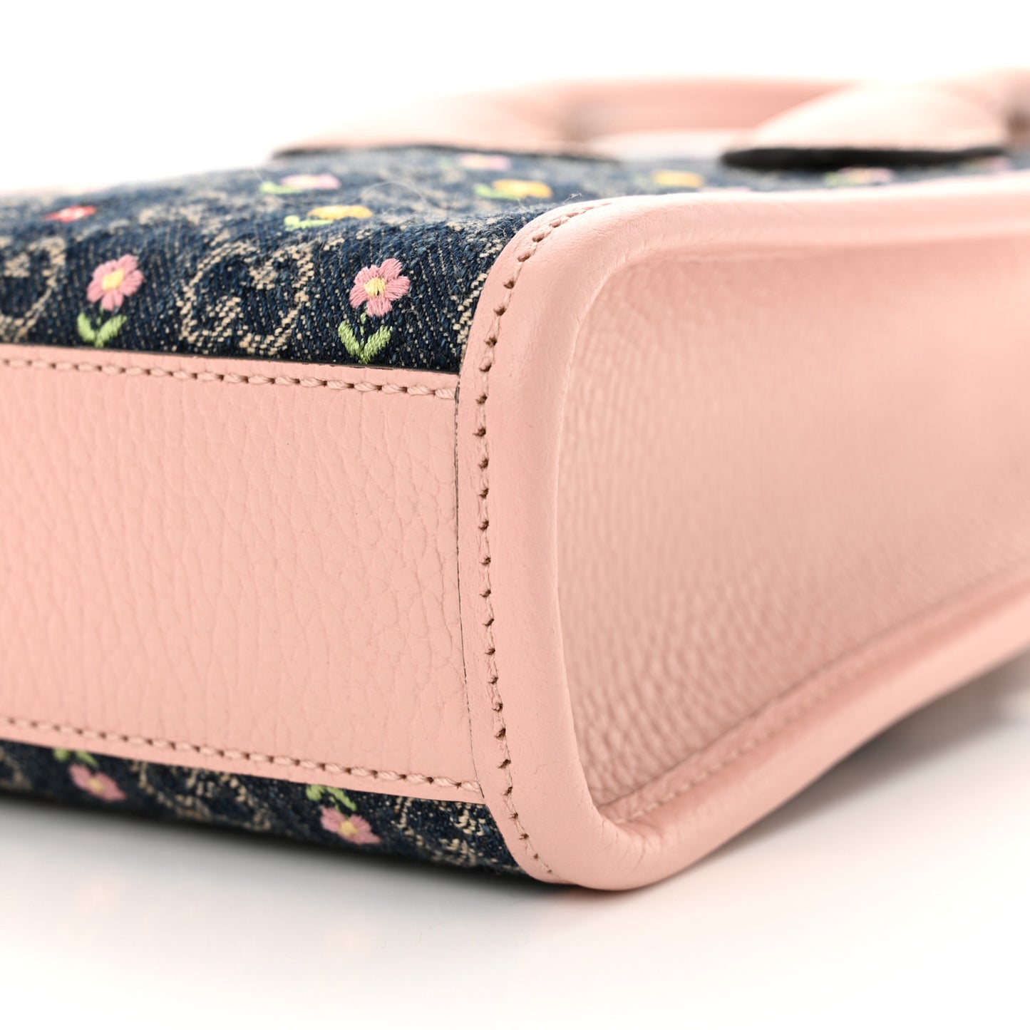 Denim Dollar Calfskin GG Monogram Mini Retro Interlocking G Tote Bag Blue Tea Multicolor Powder Pink