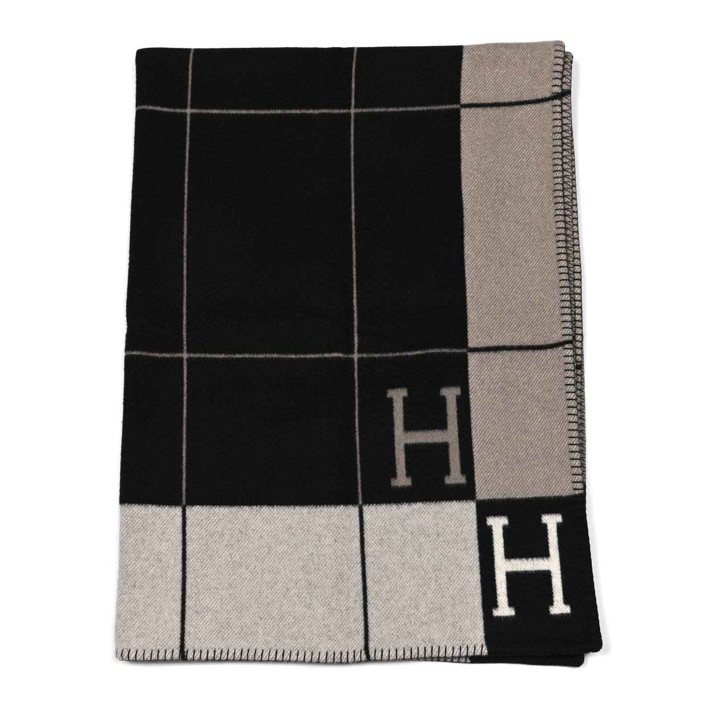 Wool Cashmere Avalon III Blanket Ecru Black
