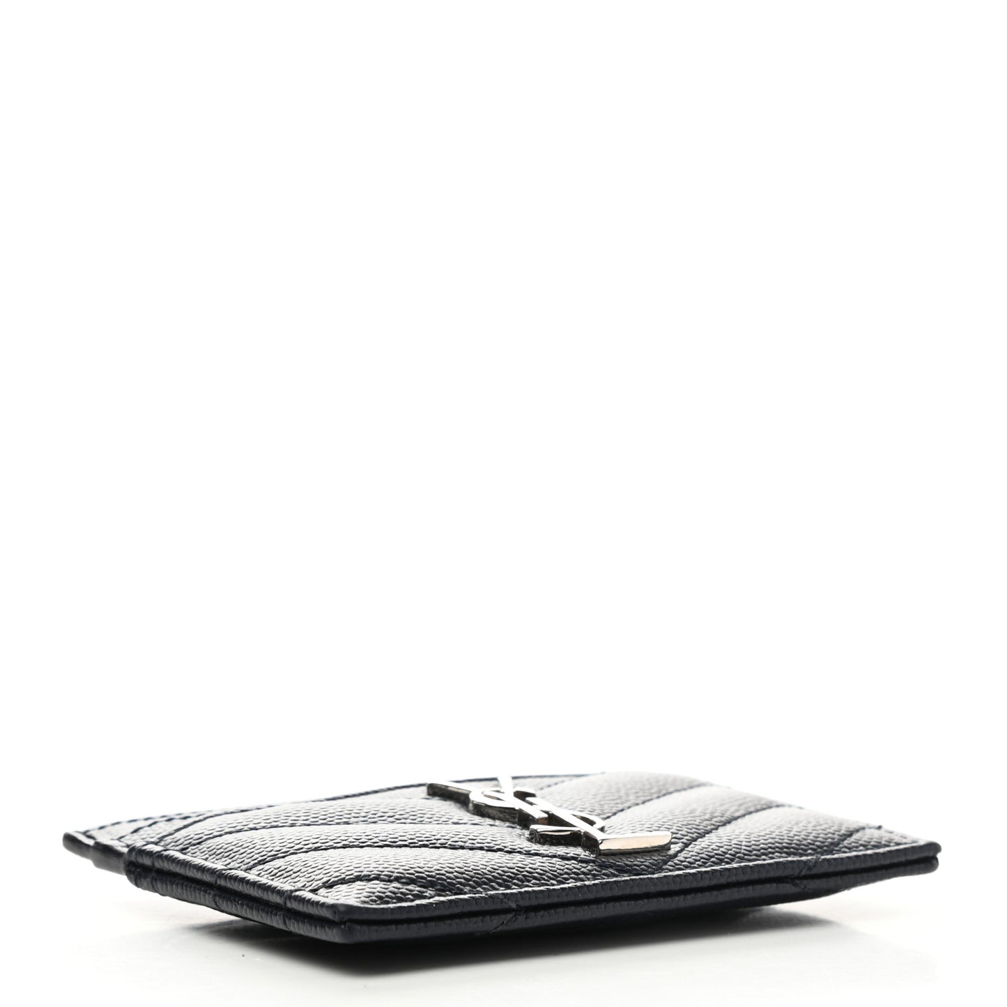 Grain De Poudre Matelasse Chevron Monogram Credit Card Case Navy