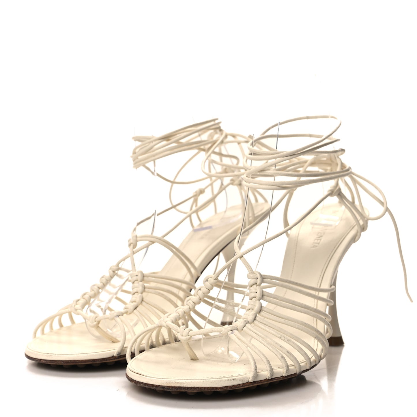 Nappa Dot Ankle Tie Sandals 39 White