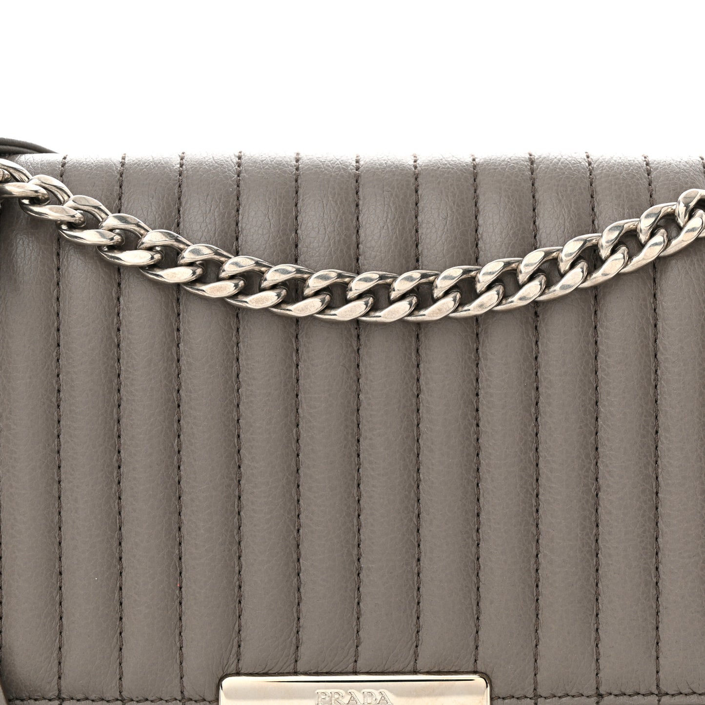 Glace Calfskin Impunture Diagramme Sound Flap Chain Crossbody Bag Argilla