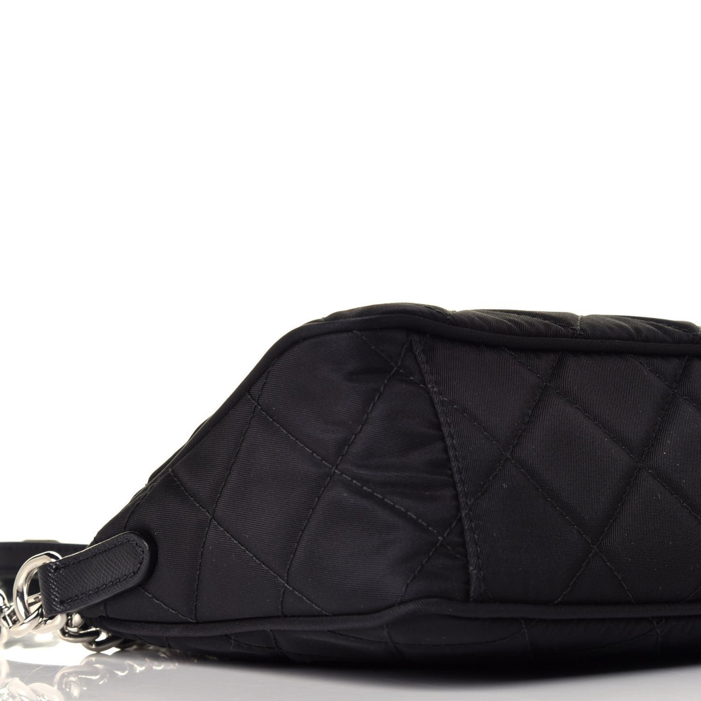 Nylon Tessuto Impuntu Quilted Crossbody Bag Black