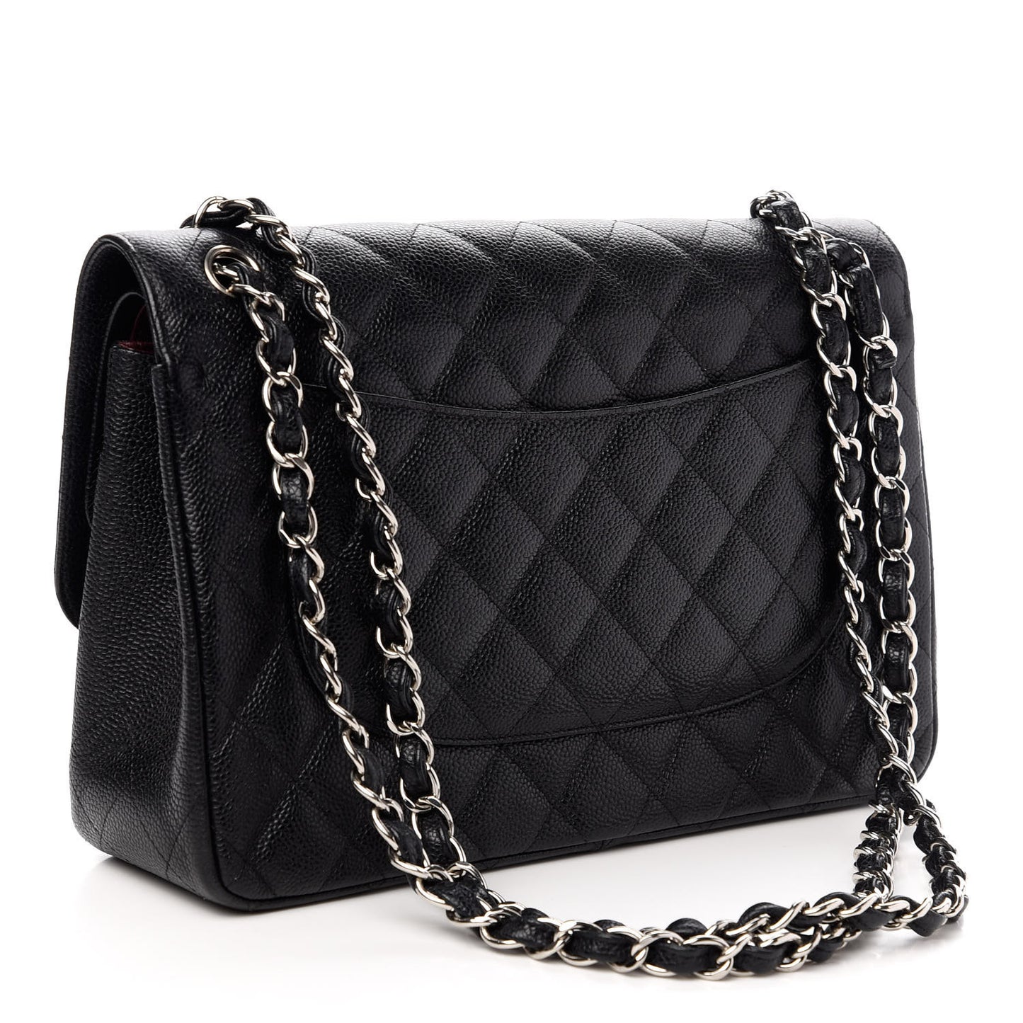 Caviar Quilted Jumbo Double Flap Black