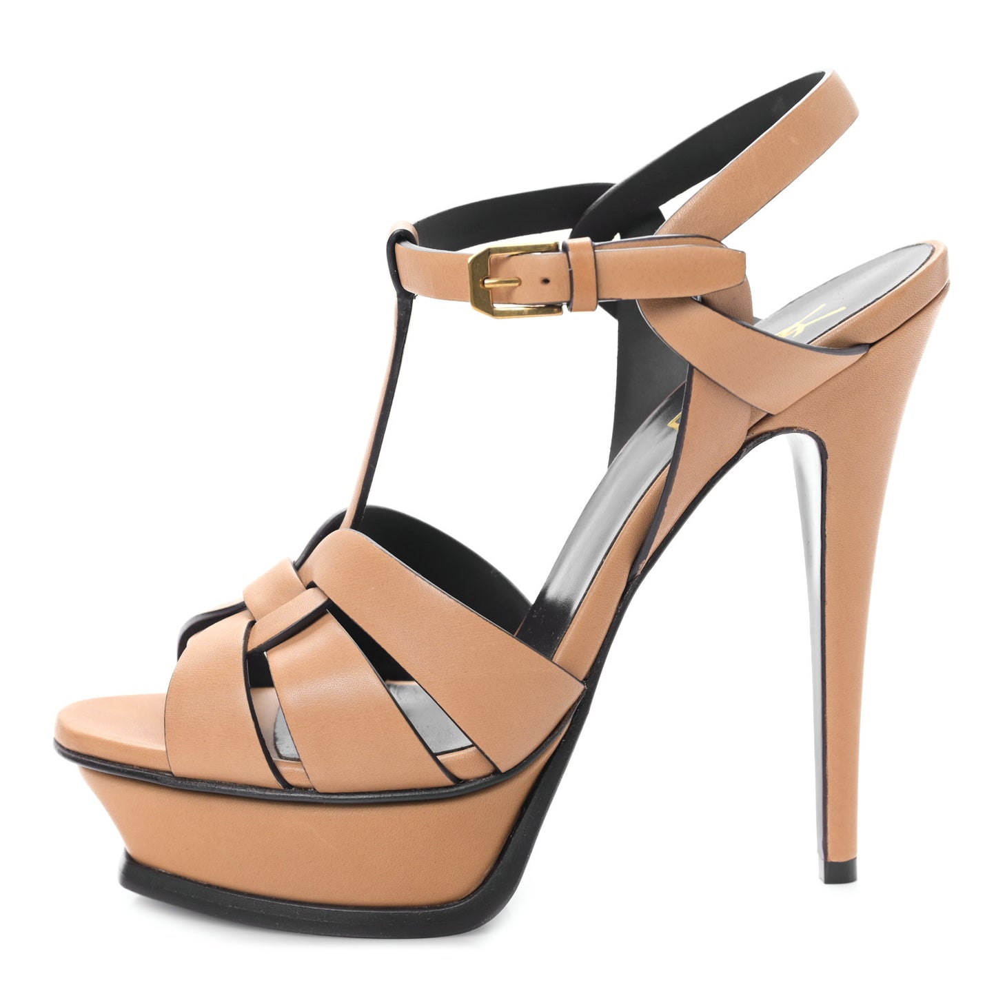 Calfskin Tribute 105 Platform Sandals 38 Nude Powder