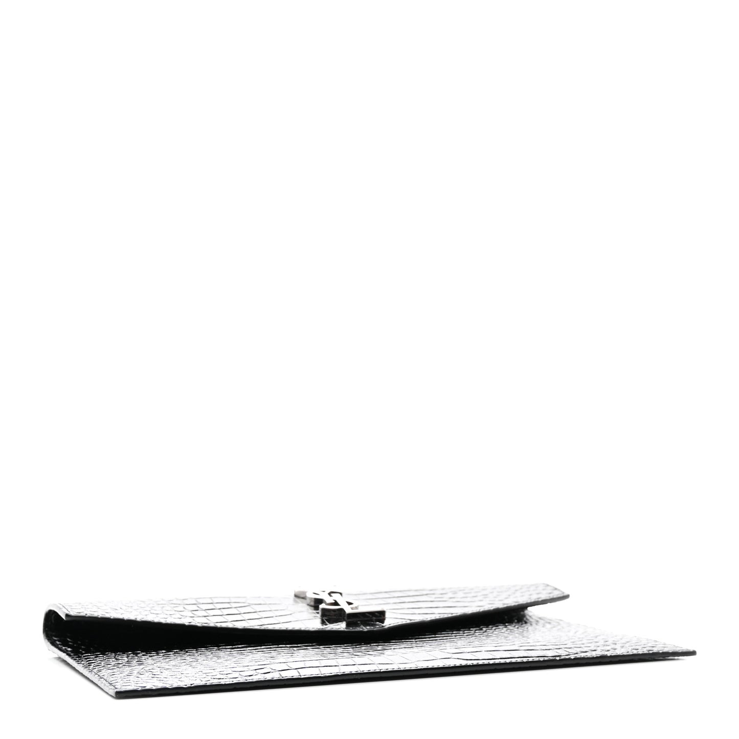 Calfskin Crocodile Embossed Uptown Monogram Pouch Black