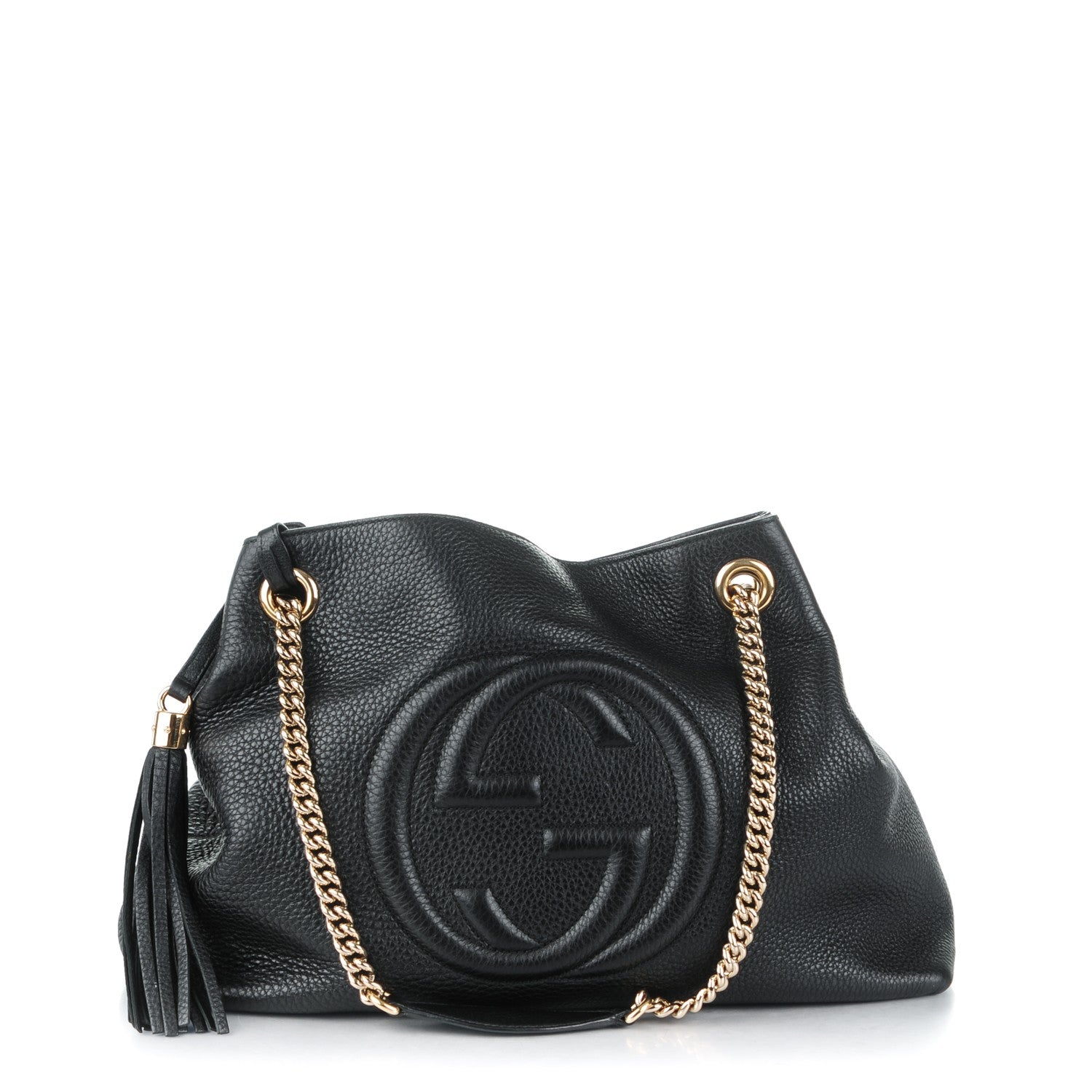 Gucci Pebbled Calfskin Medium Soho Chain Shoulder Bag Black 169887