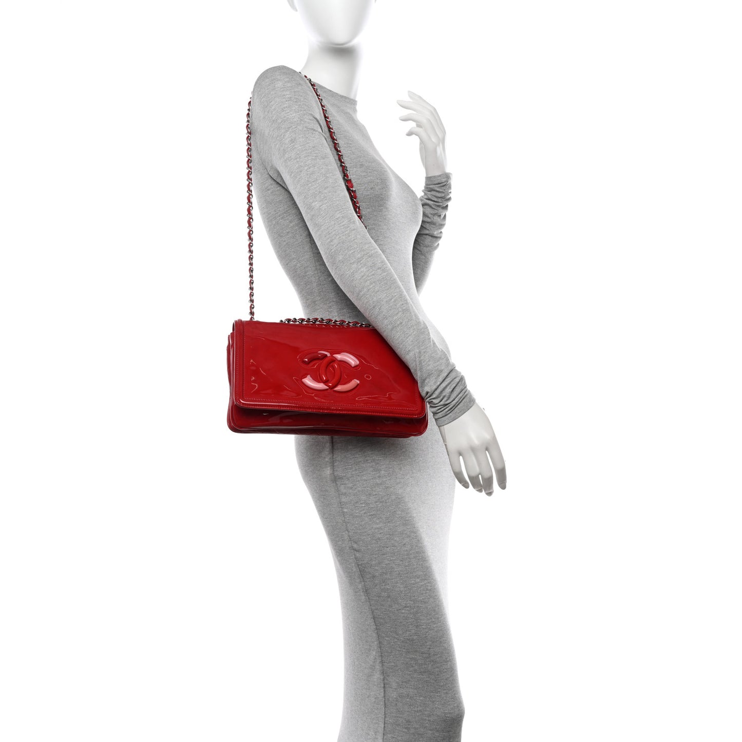 Patent Lipstick Wallet on Chain Red