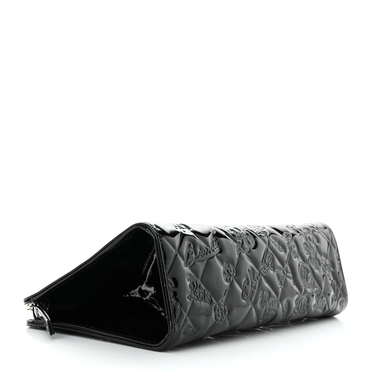 Patent Calfskin Lucky Symbols Pochette Black