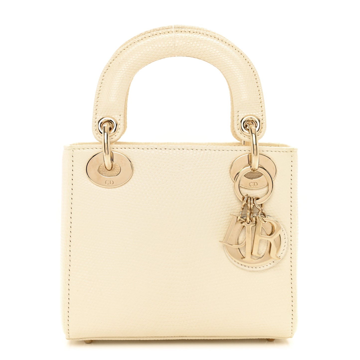 Lizard Mini Lady Dior White
