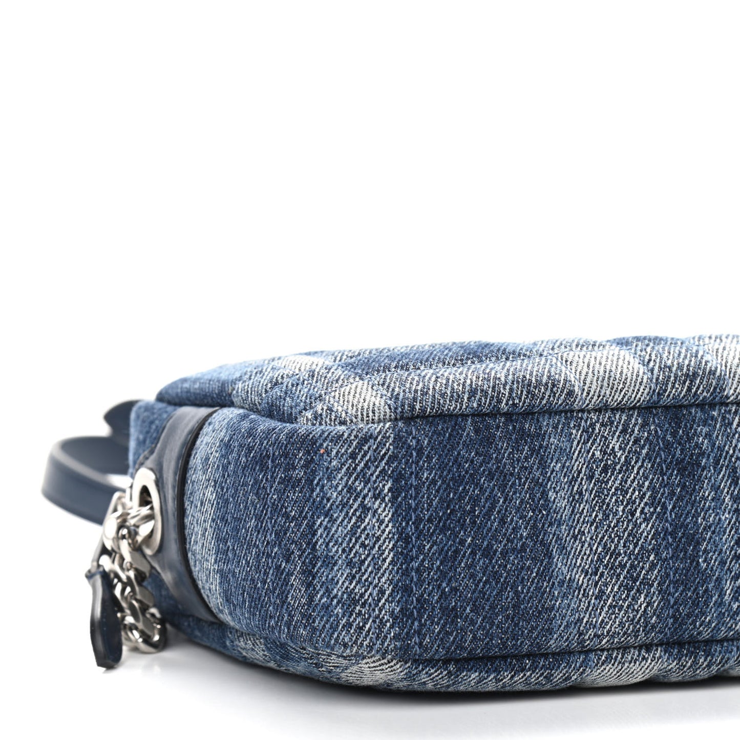 Calfskin Demin Check Small Lola Camera Bag Navy