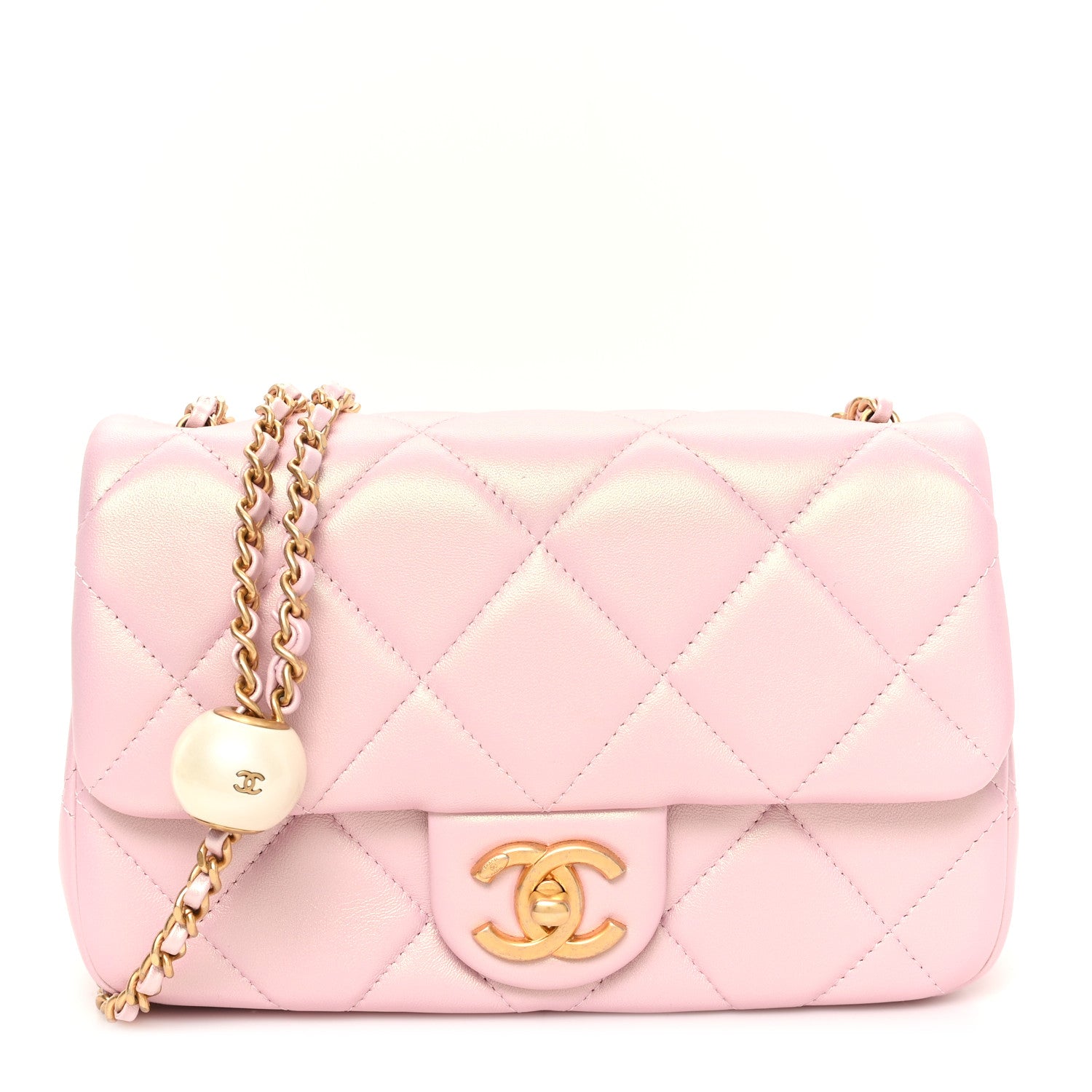 Chanel Pearly Lambskin Pearl Quilted Small Flap Pink 1701990