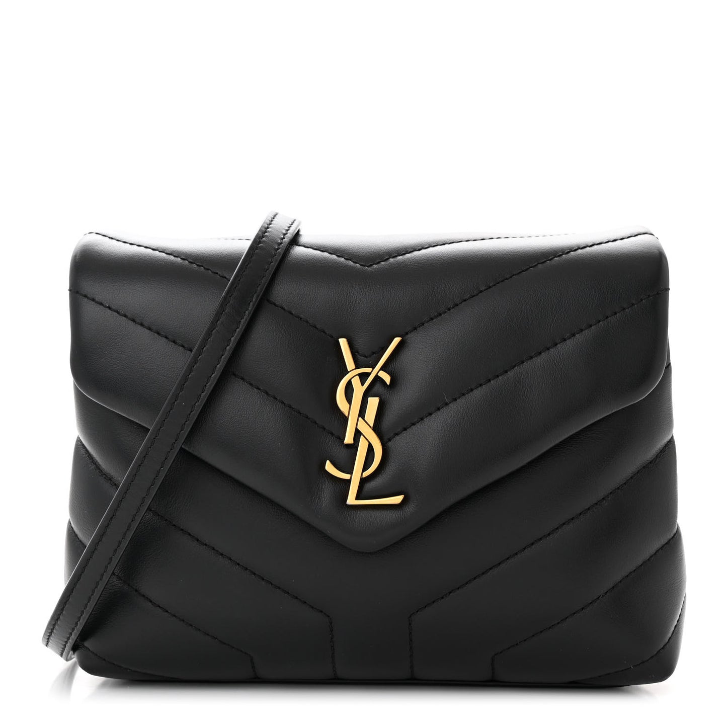 Calfskin Y Quilted Monogram Toy Loulou Crossbody Bag Black