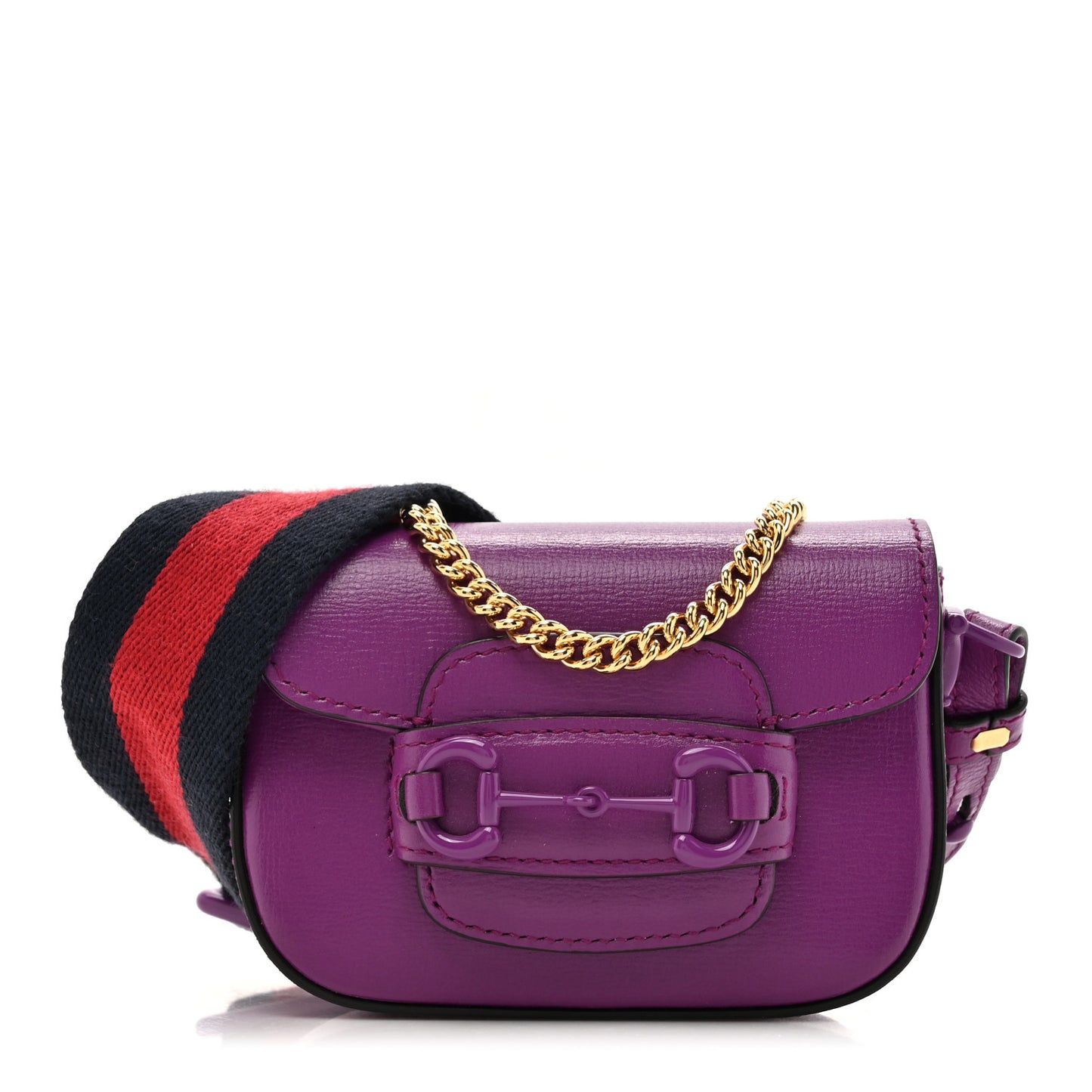 Azalea Calfskin Web Monochrome Horsebit 1955 Wallet On Strap Purple