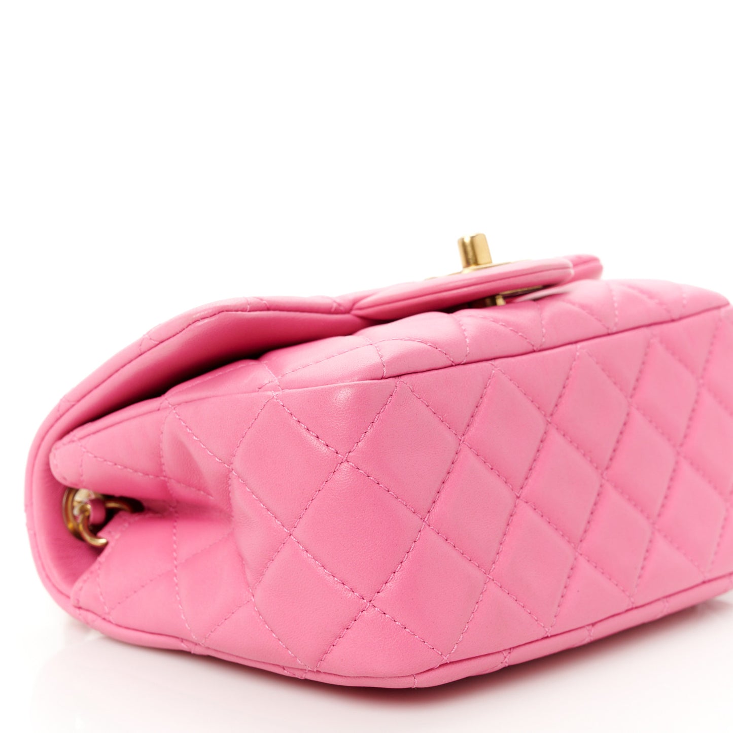 Lambskin Quilted Mini Pearl Crush Flap Pink