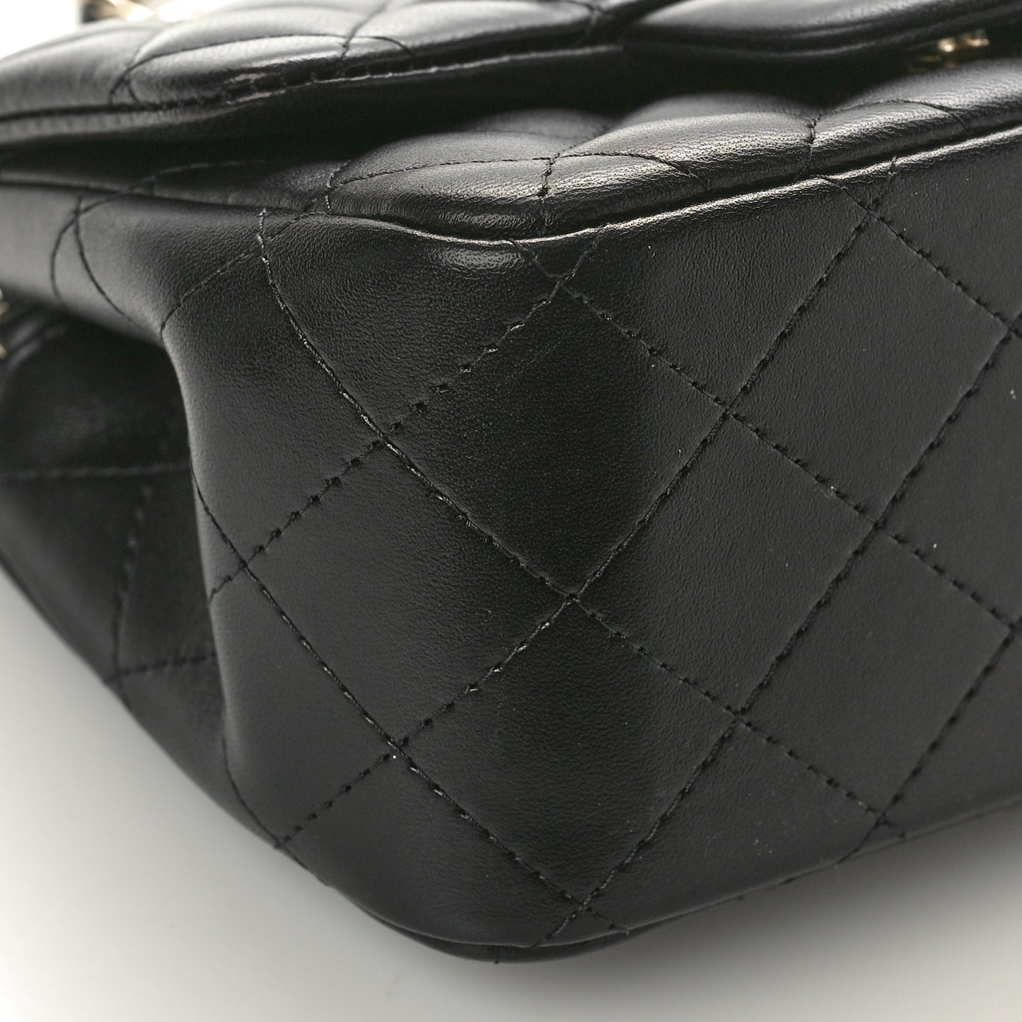 Lambskin Quilted Mini Square Flap Black