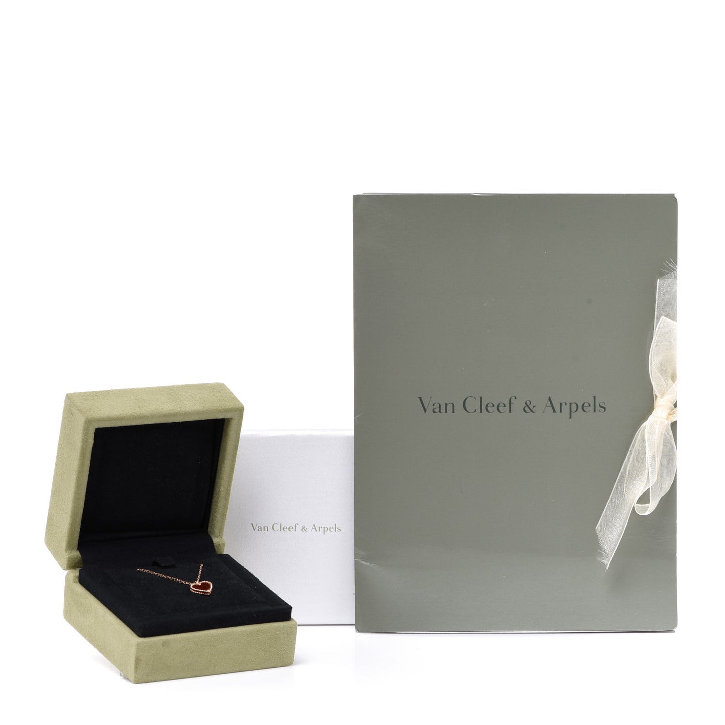 18K Rose Gold Carnelian Sweet Alhambra Heart Pendant Necklace