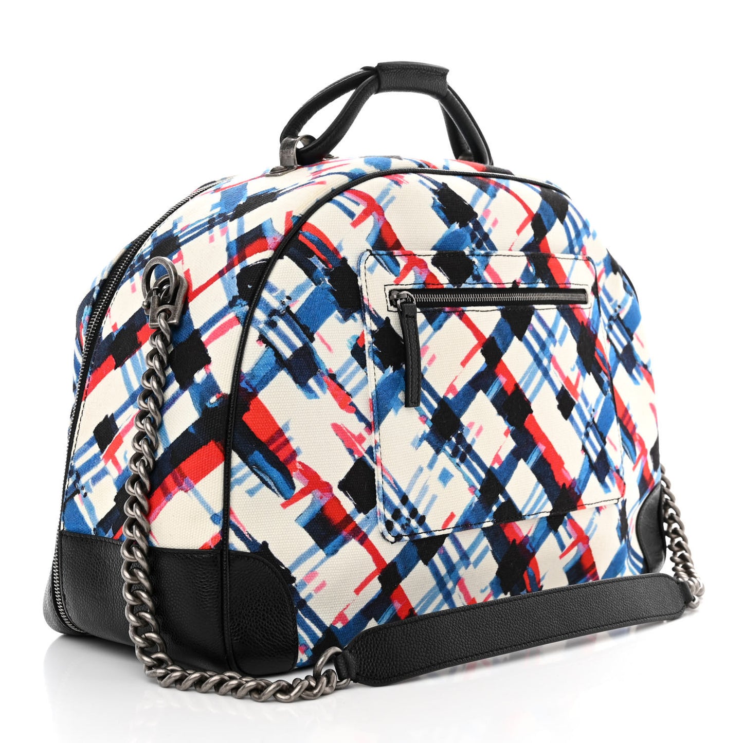 Caviar Printed Canvas Bowling Bag White Red Blue Black