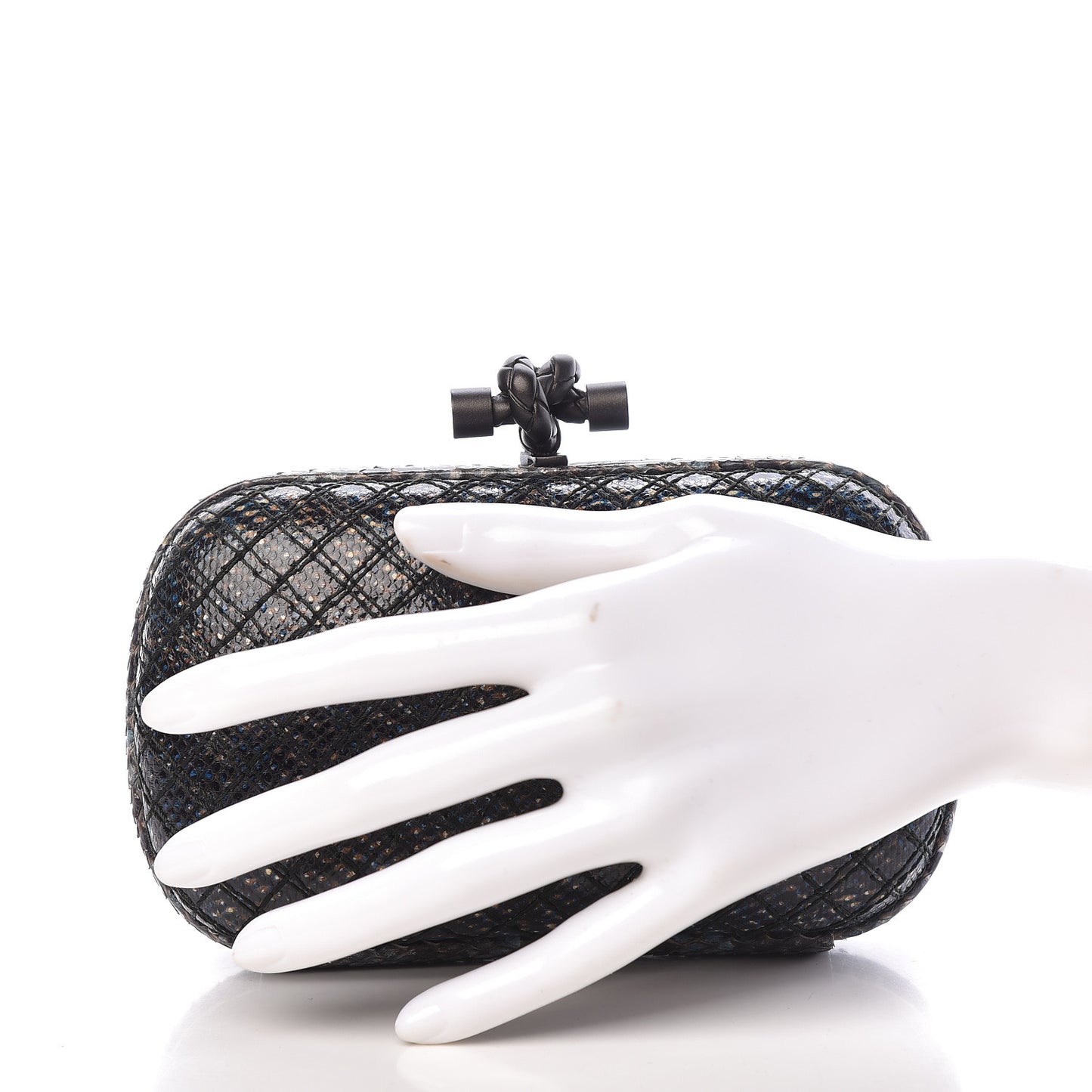 Karung Watersnake Intrecciato Knot Clutch Blue