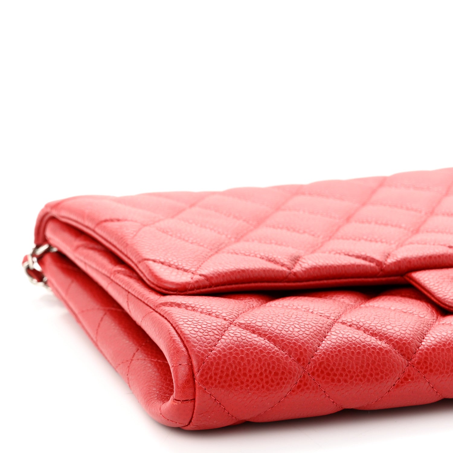Chanel Caviar Quilted Clutch With Chain Flap Red 9 of 10