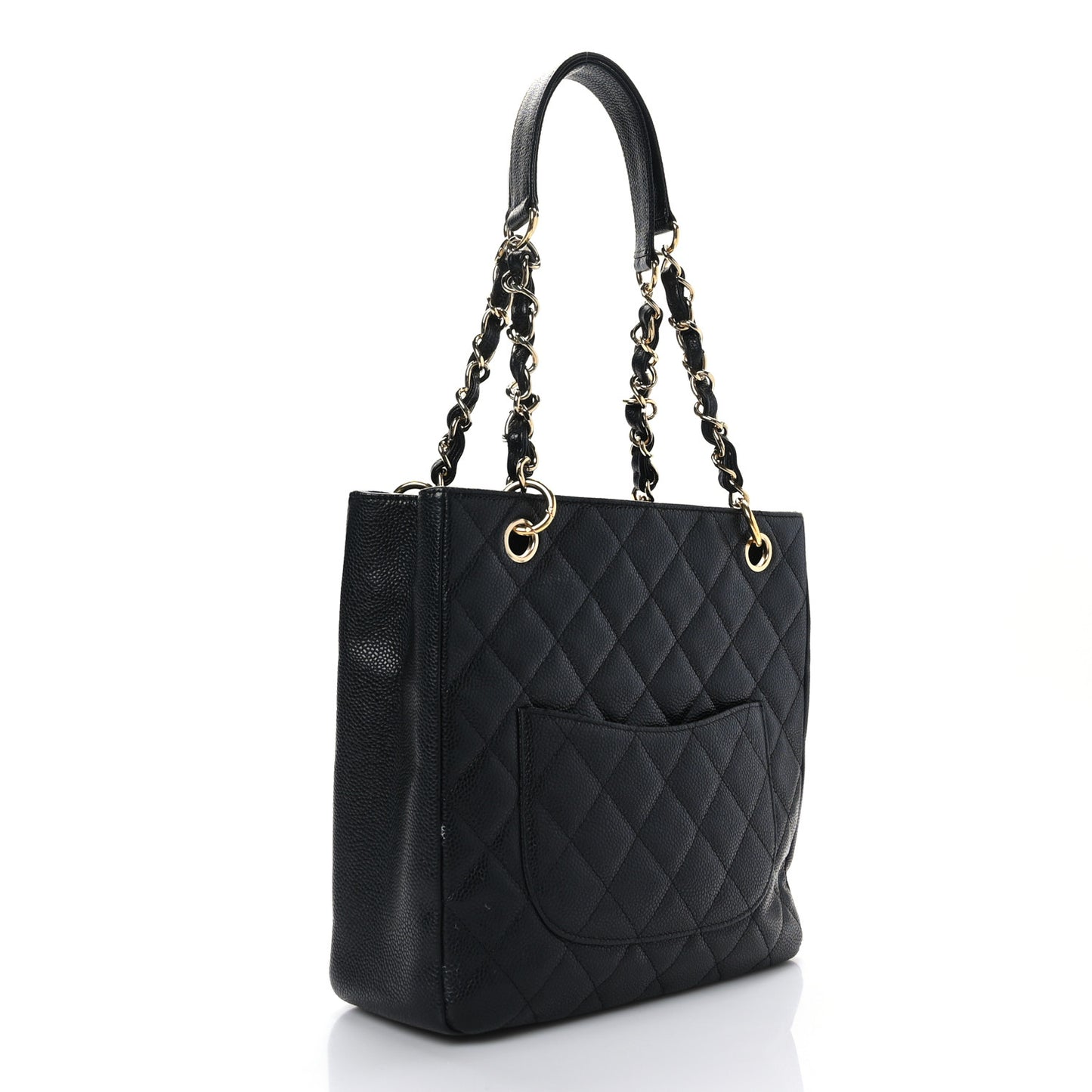 Caviar Quilted Petit Shopping Tote PST Black
