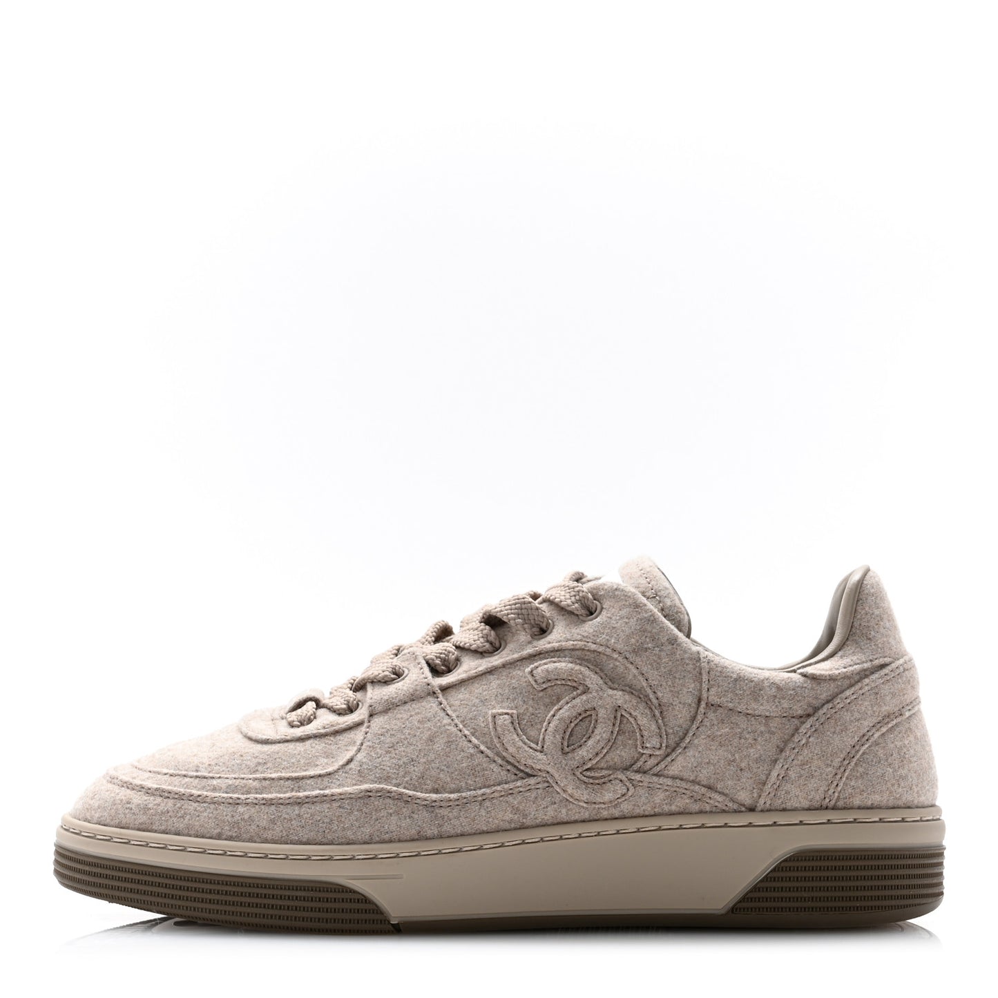 Wool Mixed Fibers Womens CC Sneakers 37.5 Beige