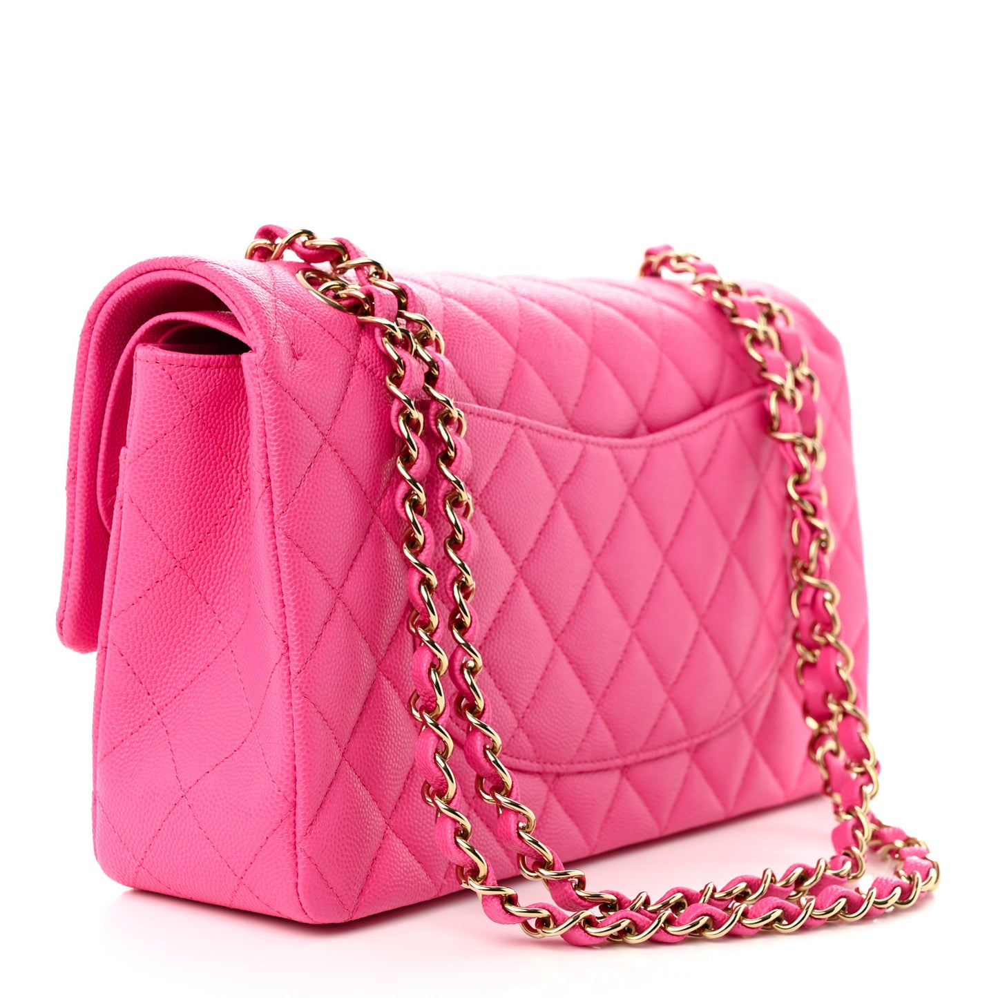 Caviar Quilted Medium Double Flap Dark Pink