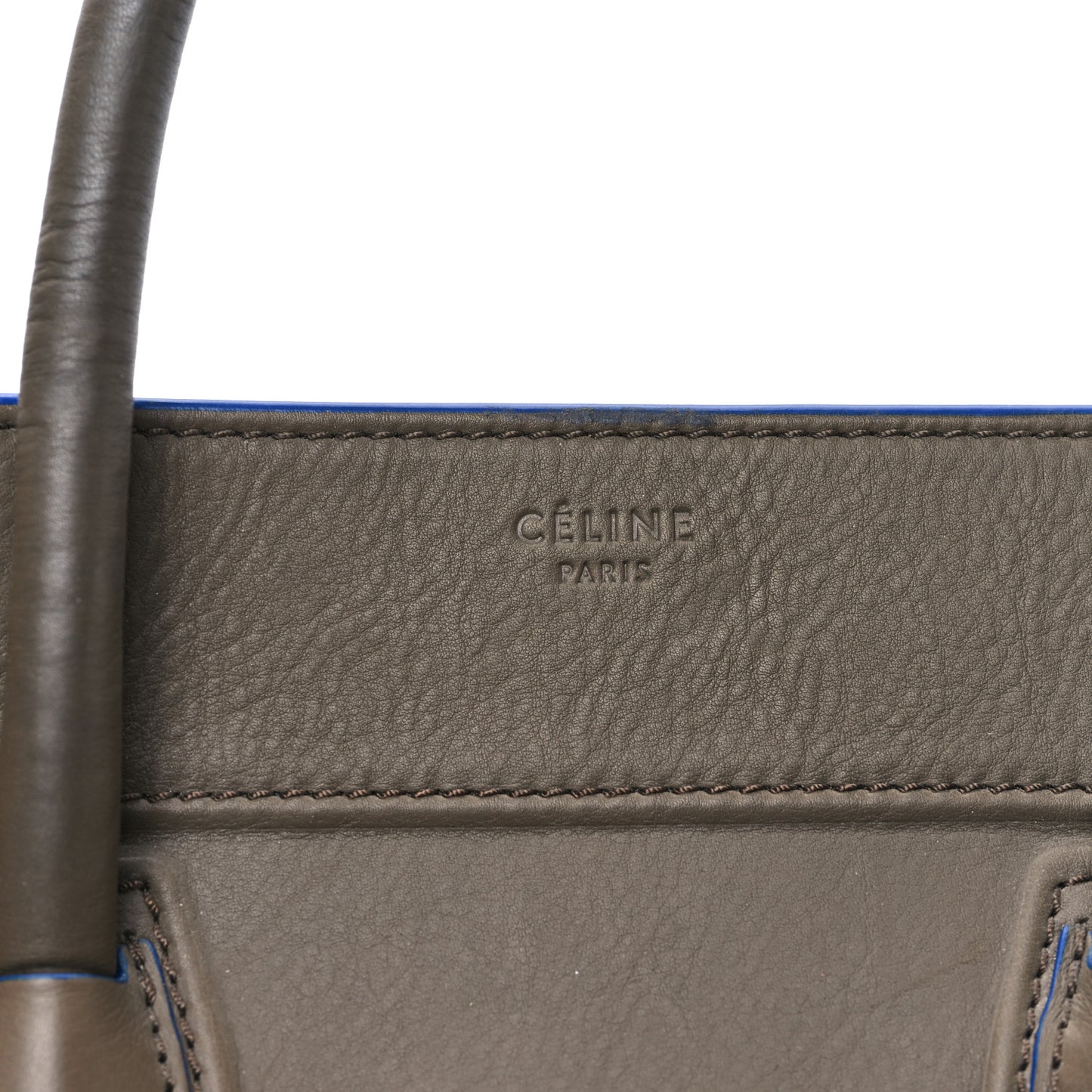 Smooth Calfskin Medium Phantom Luggage Khaki Cobalt Trim
