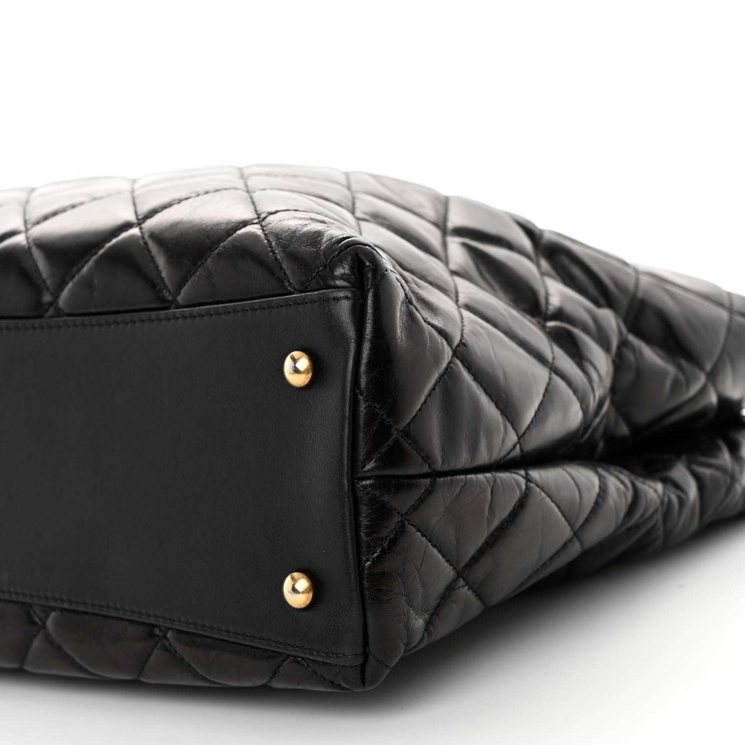 Chanel Glazed Calfskin Quilted Gold Bar Tote Black 10 of 10