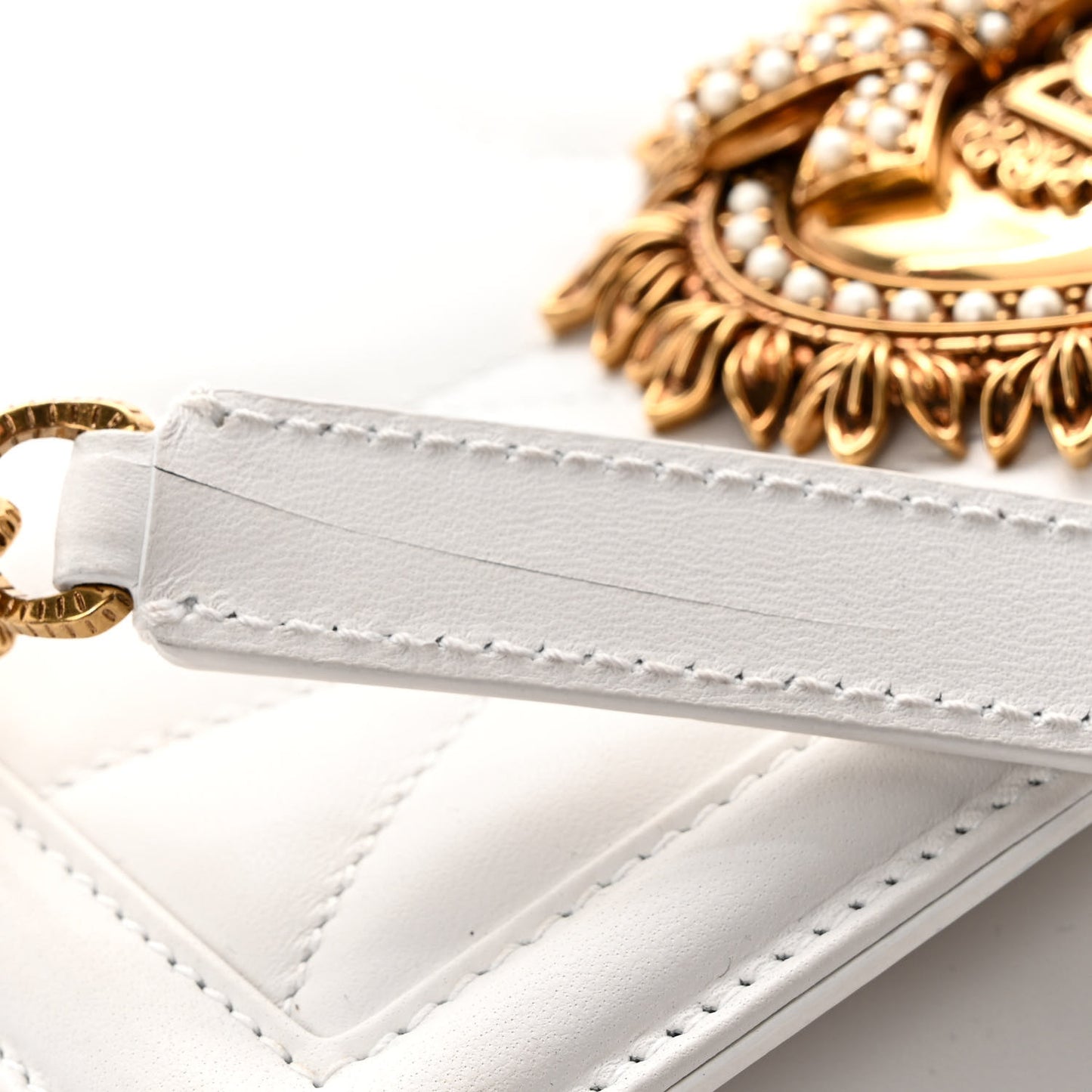 Lambskin Medium Devotion Crossbody Bag White