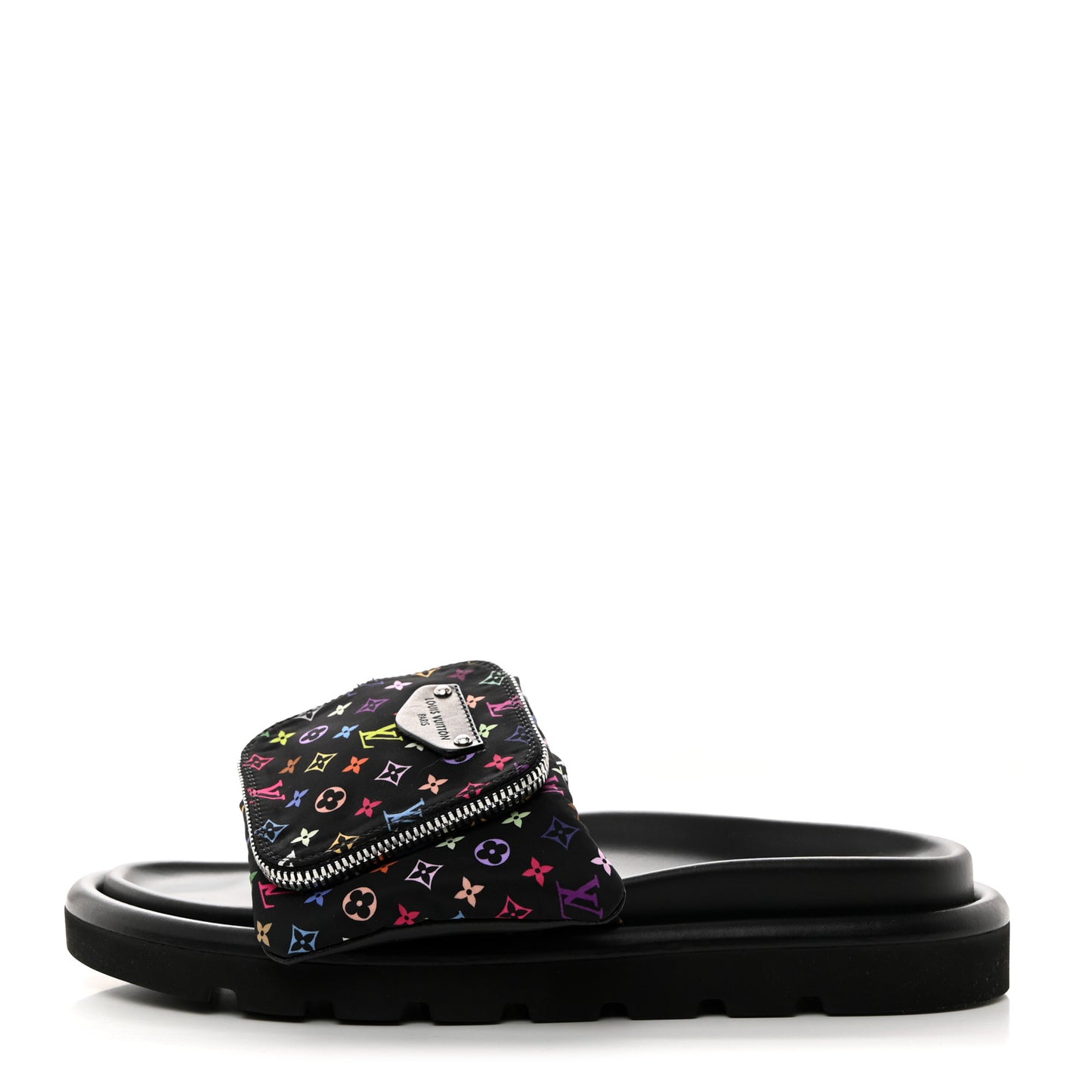 LV X TM Monogram Multicolor Pool Pillow Flat Comfort Mule 40 Black