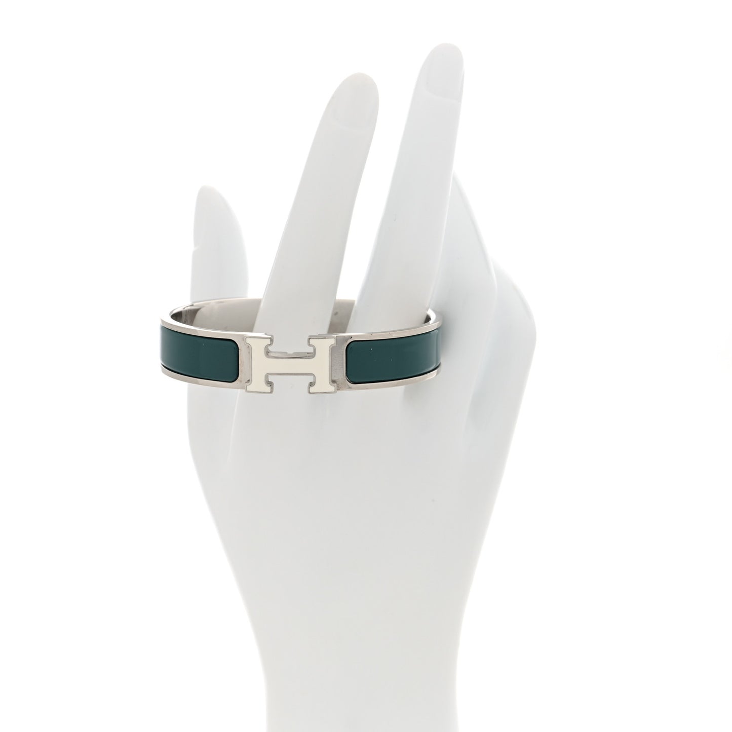 Enamel Narrow Clic Clac H Bracelet GM Vert Bleuete White