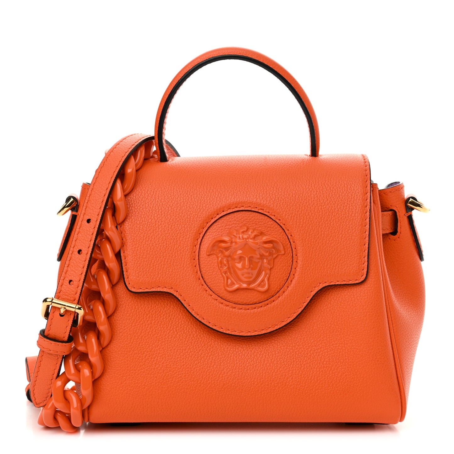 Grained Calfskin Small La Medusa Bag Orange