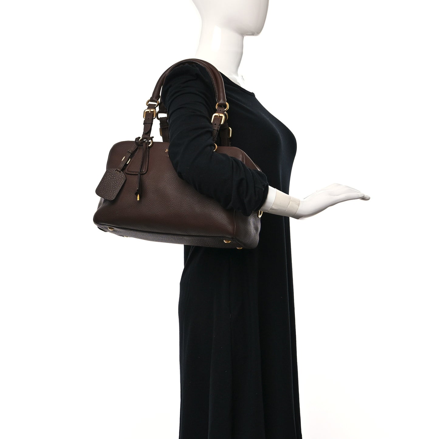 Vitello Daino Shopping Satchel Dark Brown