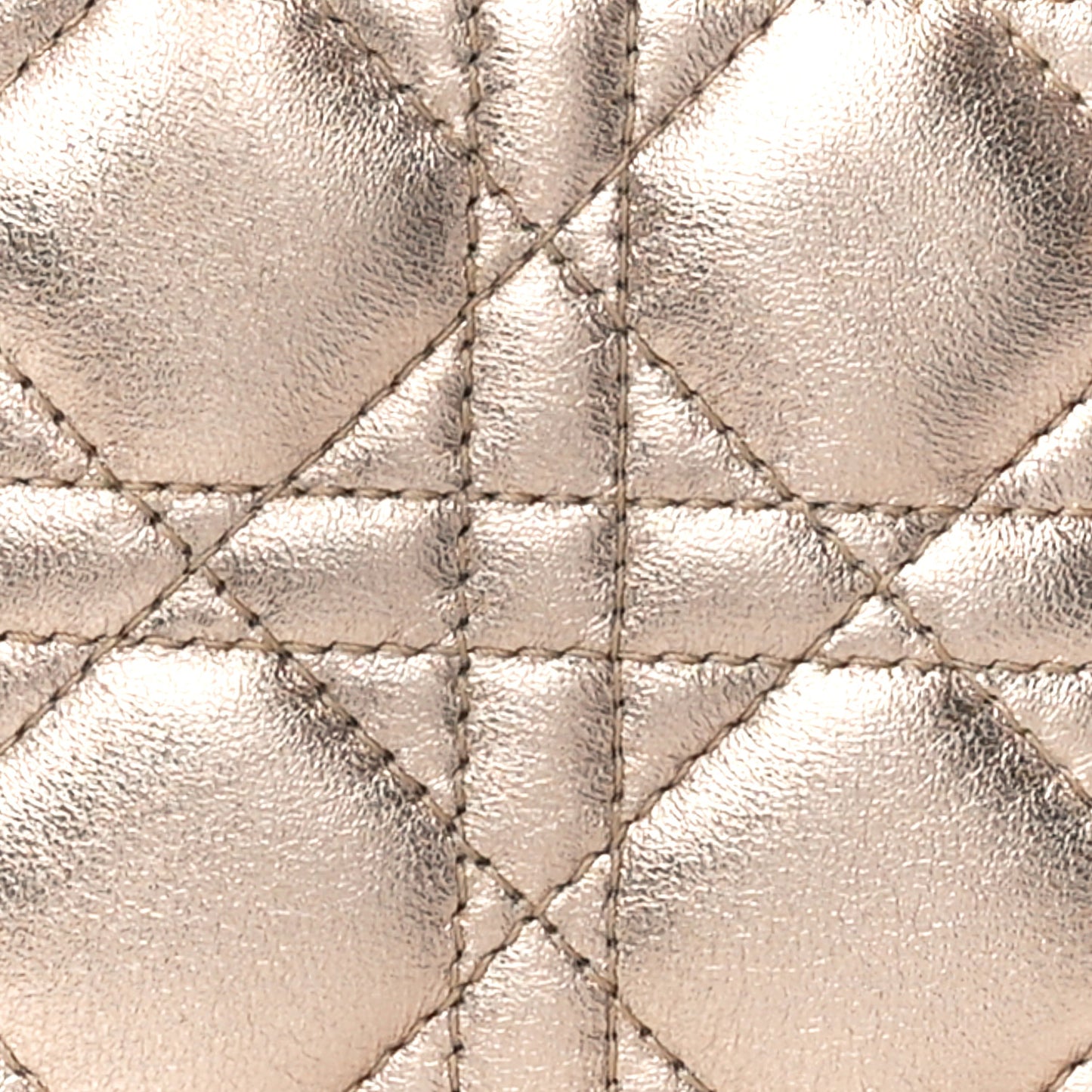 Metallic Lambskin Cannage Mini Lady Dior Gold