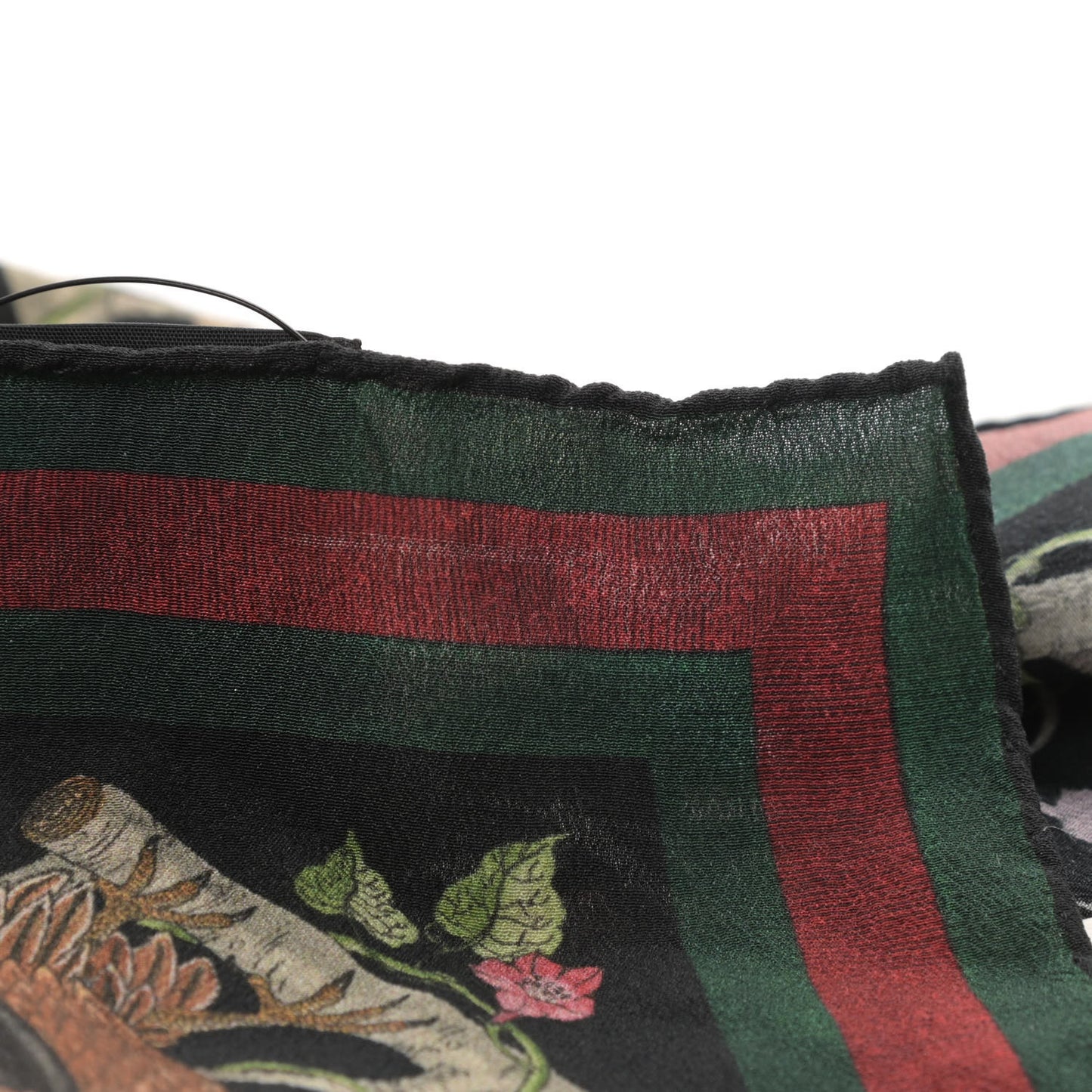 Silk Floral Condor Square Handkerchief Black
