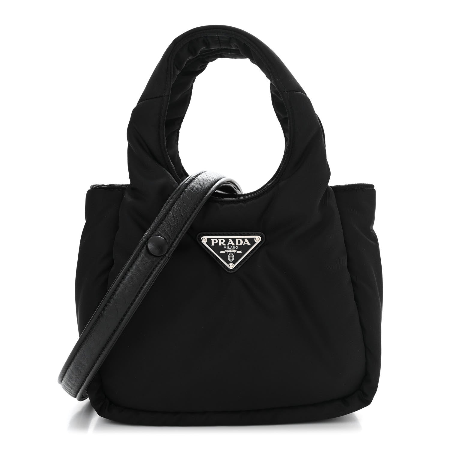 Prada Re-Nylon Soft Padded Small Double Handled Shoulder Bag Black 1 of 10