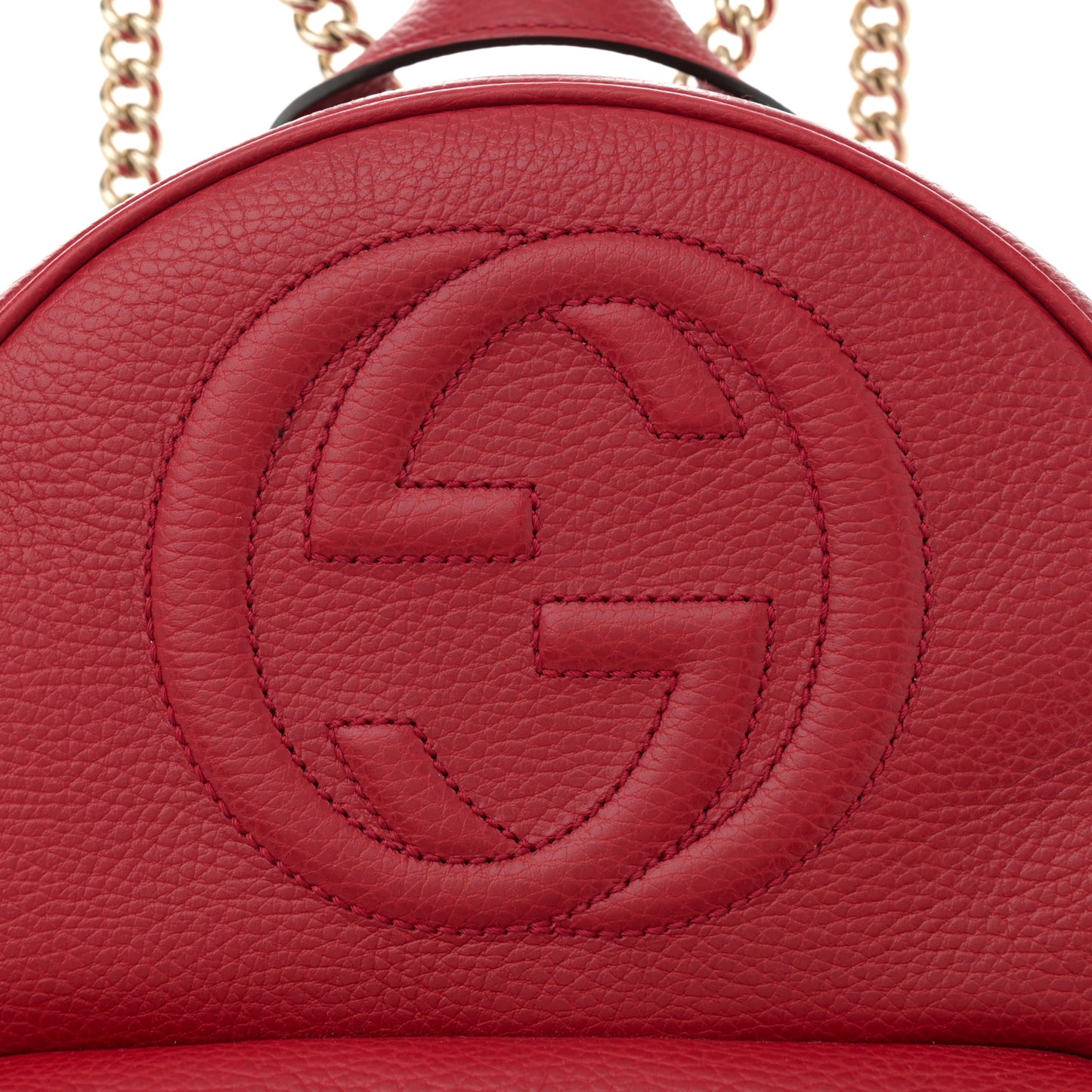 Pebbled Calfskin Soho Chain Backpack Hibiscus Red