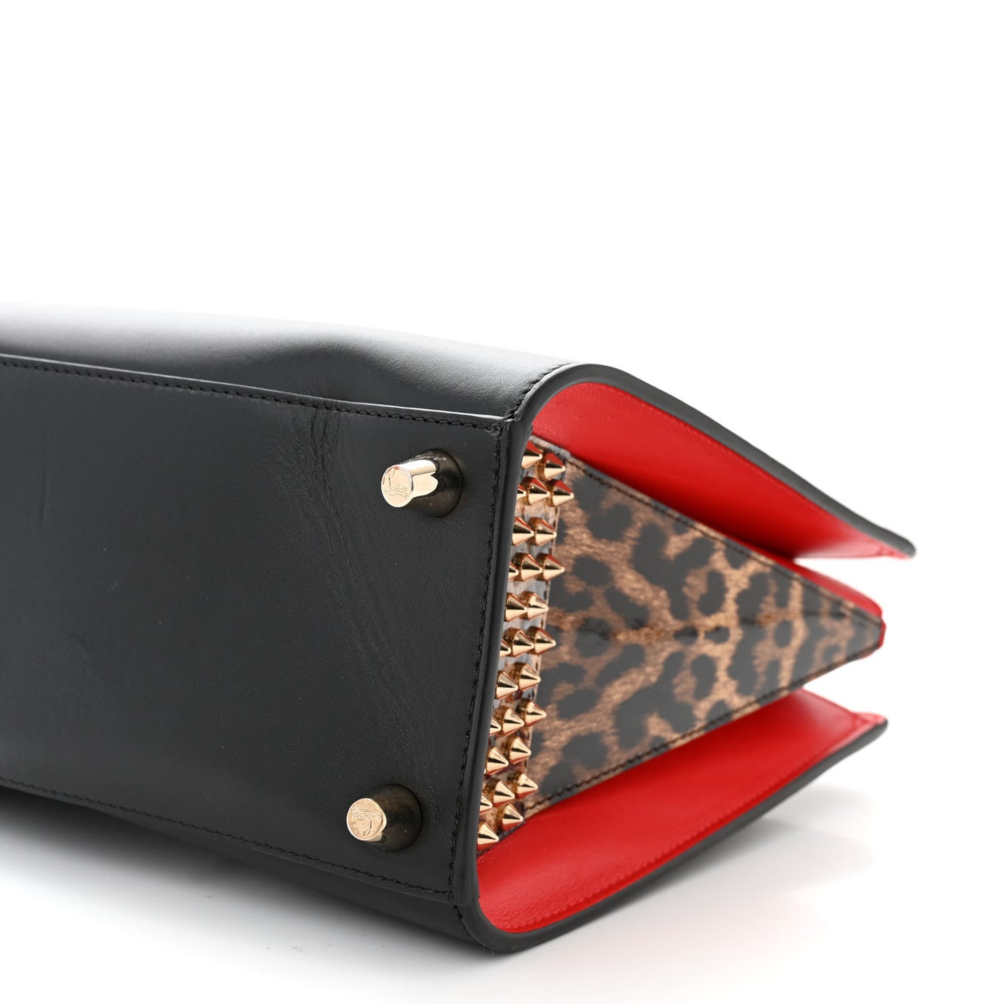 Calfskin Patent Leopard Studded Small Paloma Black