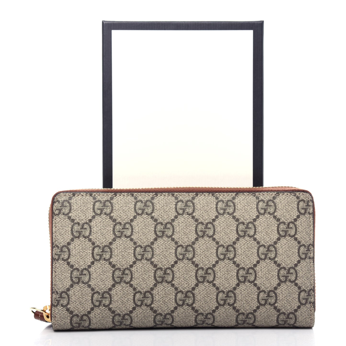 GG Supreme Monogram Cuoio Toscano Zip Around Wallet Beige Ebony Cuir