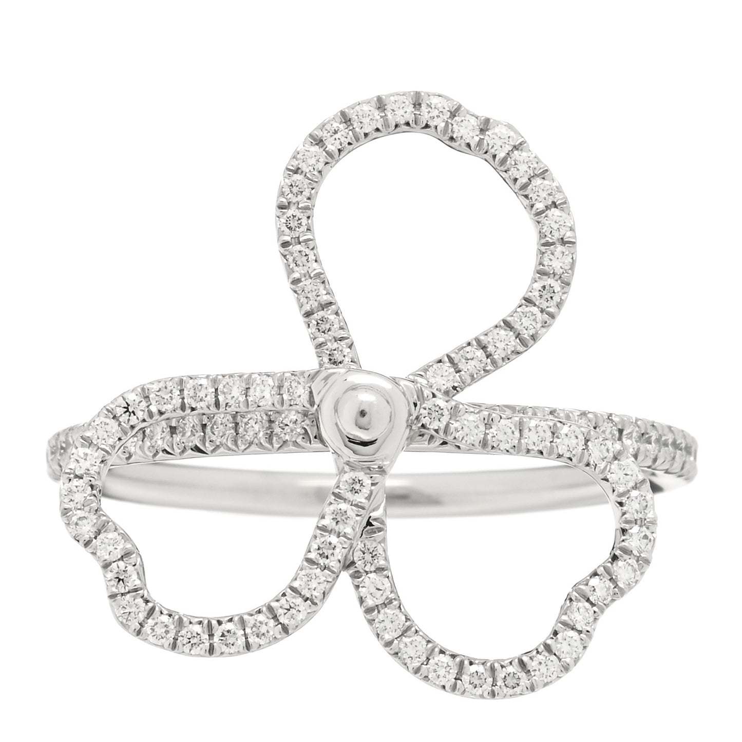 Platinum Diamond Open Paper Flowers Ring 51 5.75