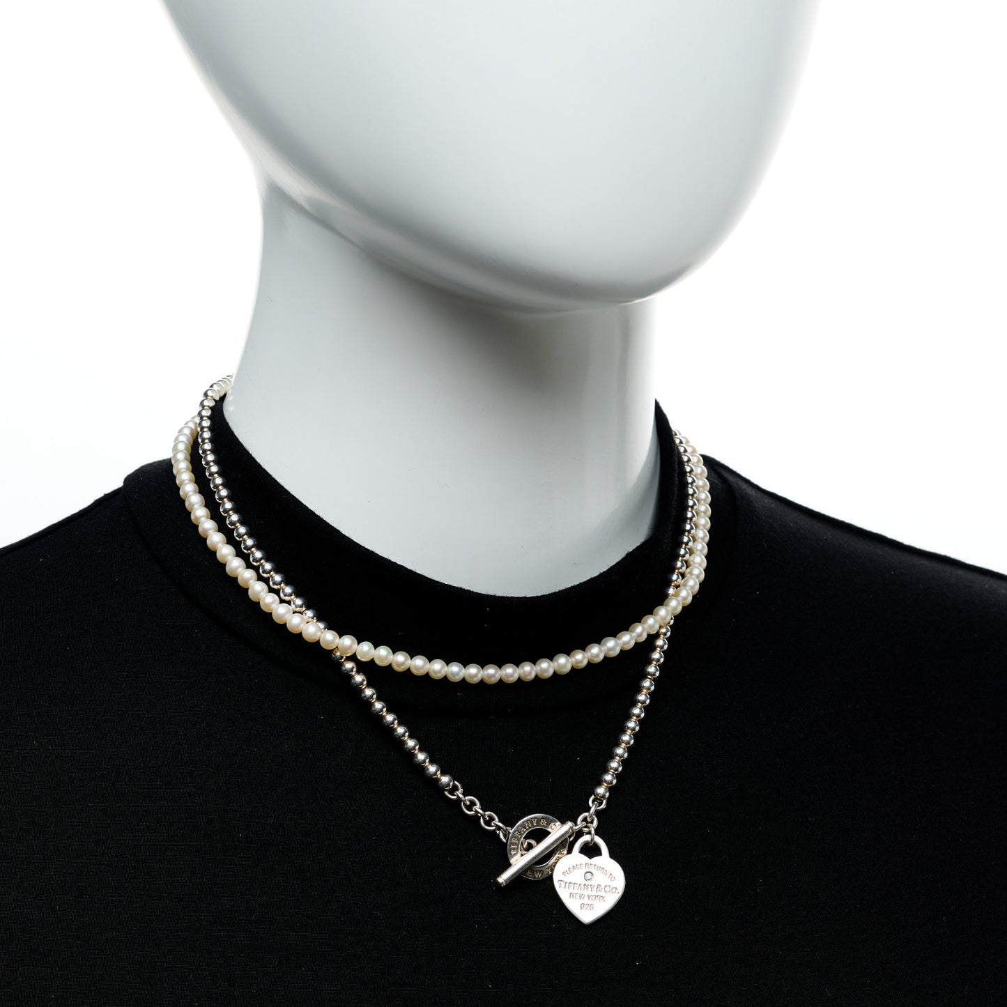 Sterling Silver Diamond Cultured Pearl Return to Tiffany Wrap Necklace