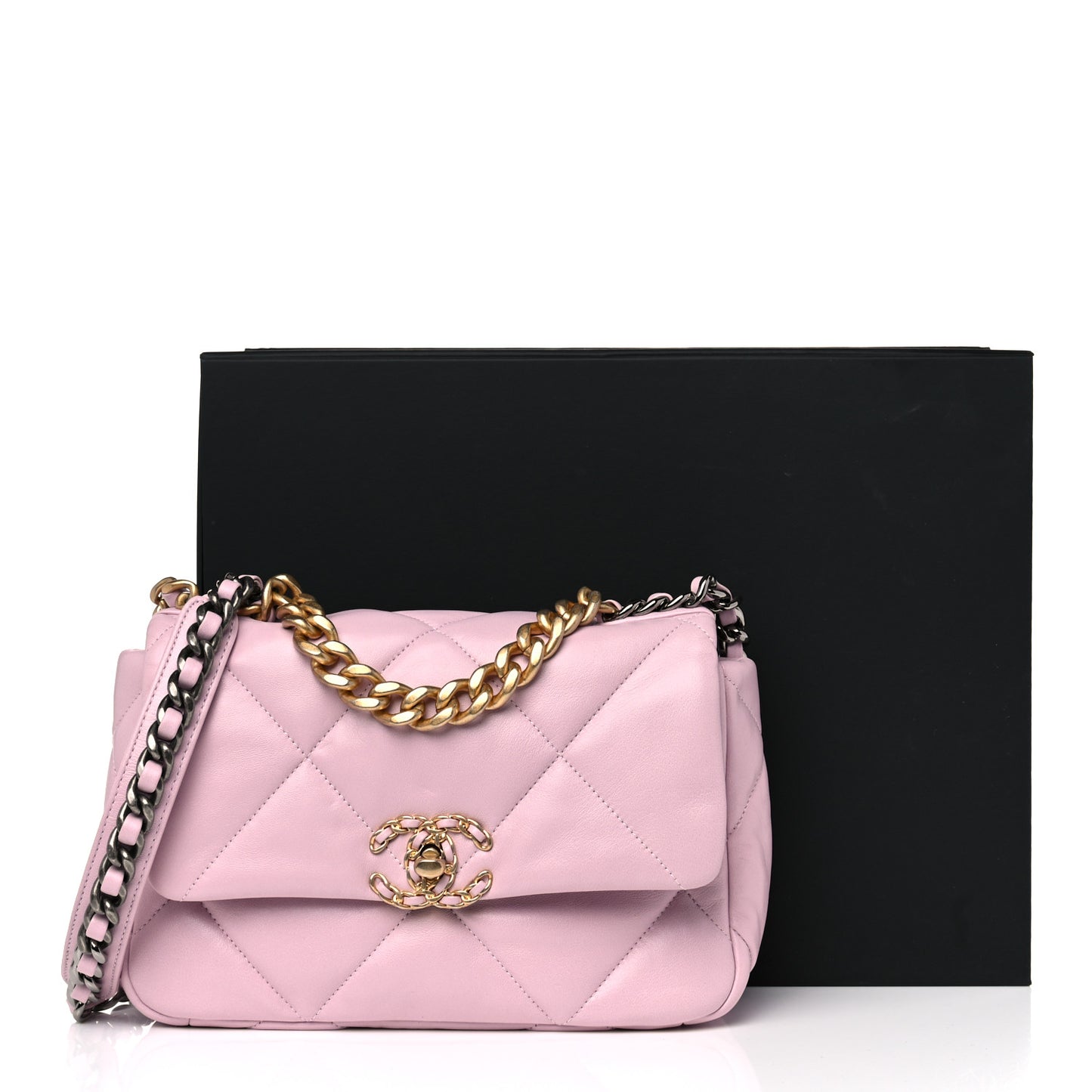 Lambskin Quilted Medium Chanel 19 Flap Light Pink