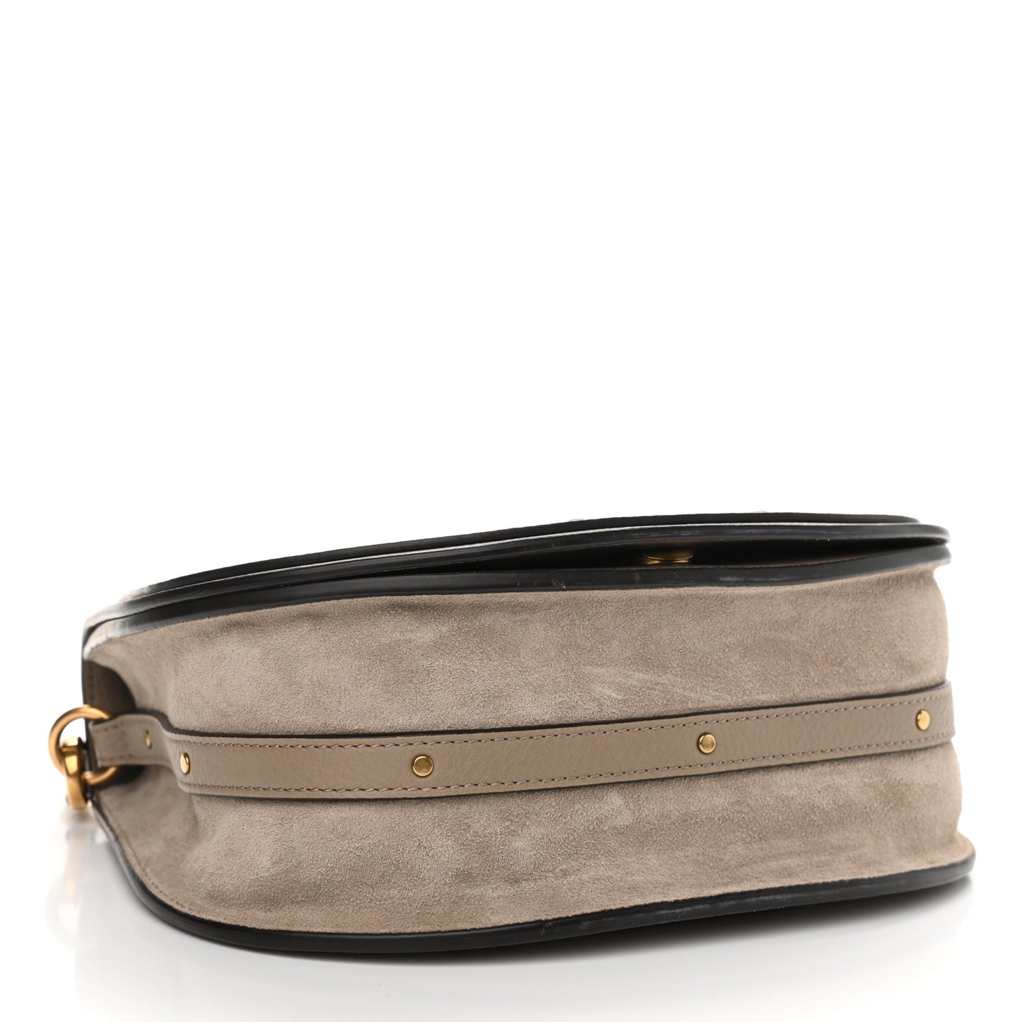 Calfskin Suede Medium Nile Bracelet Bag Motty Grey