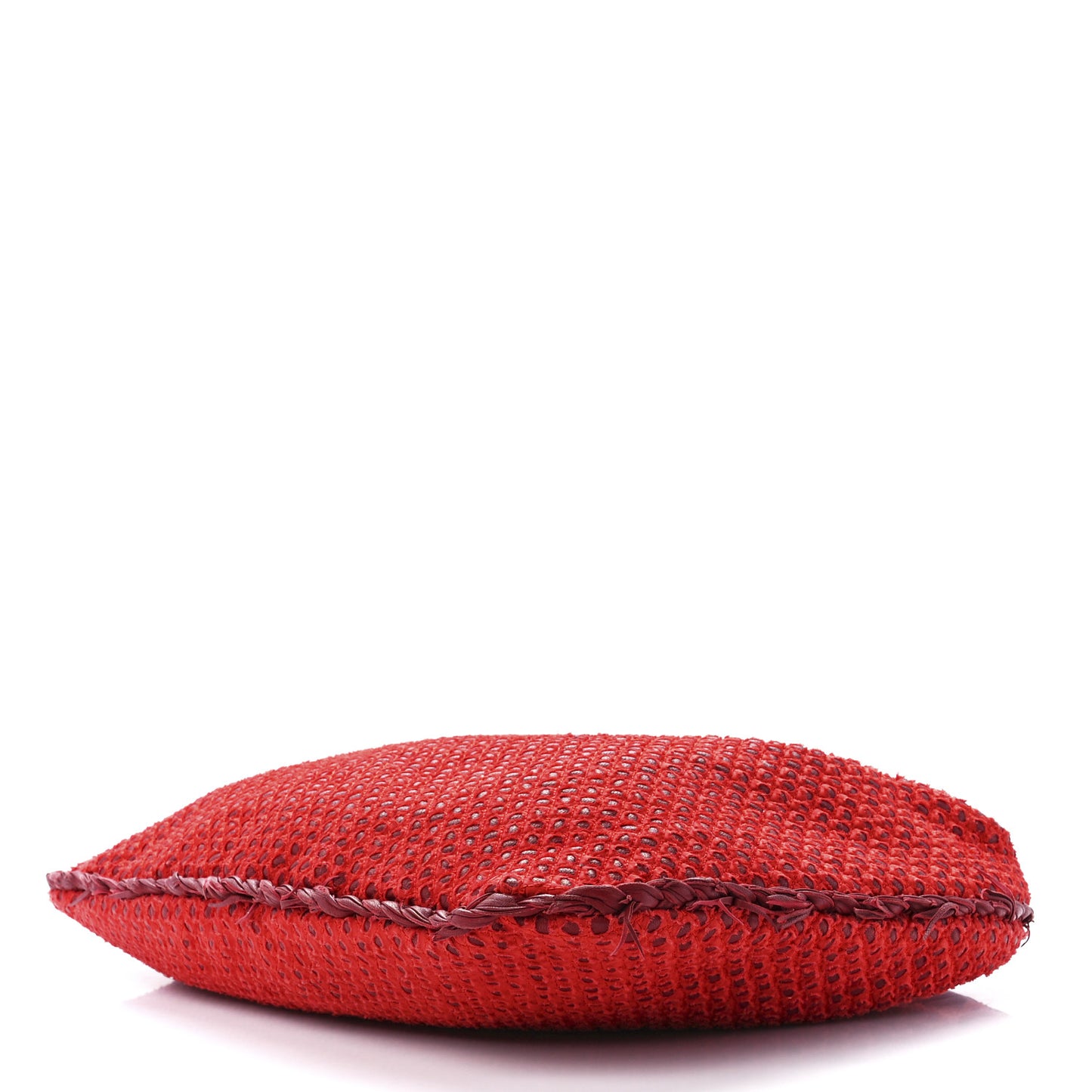 Nappa Fabric Intrecciato Large Distressed Fringe Veneta Hobo Red