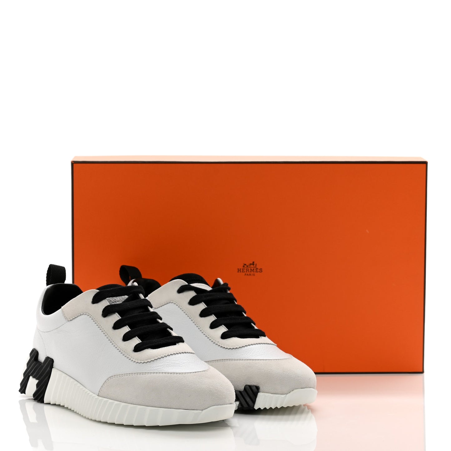 Goatskin Suede Goatskin Bouncing Sneakers 36 White Black