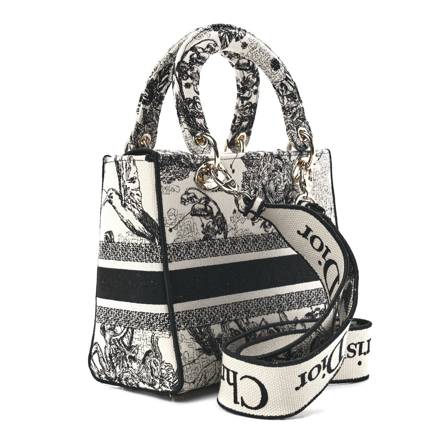 Christian Dior Canvas Embroidered Zodiac Toile De Jouy Medium Lady D-Lite Latte 3 of 11