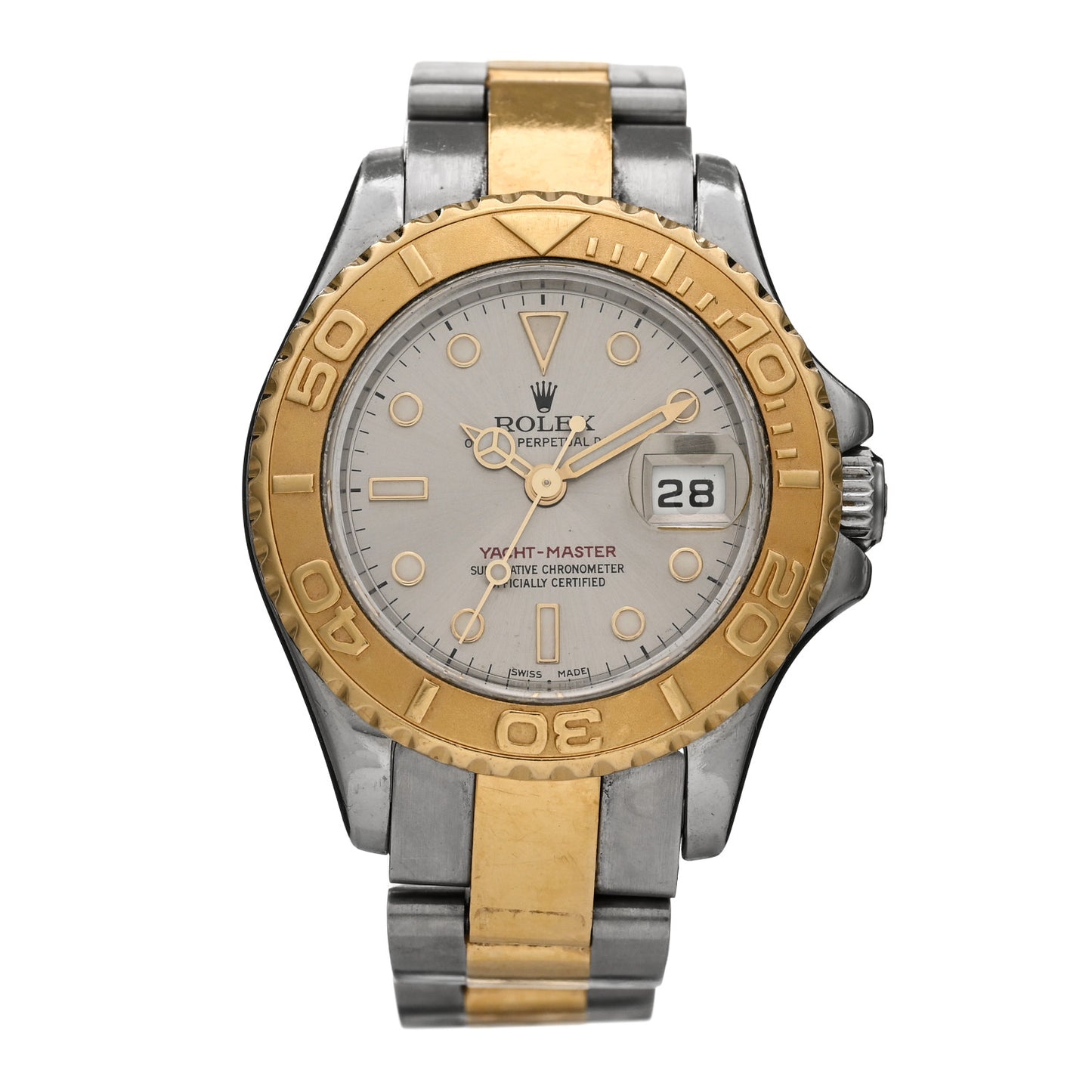 Stainless Steel 18K Yellow Gold 29mm Oyster Perpetual Date Yacht-Master Watch Silver 69623