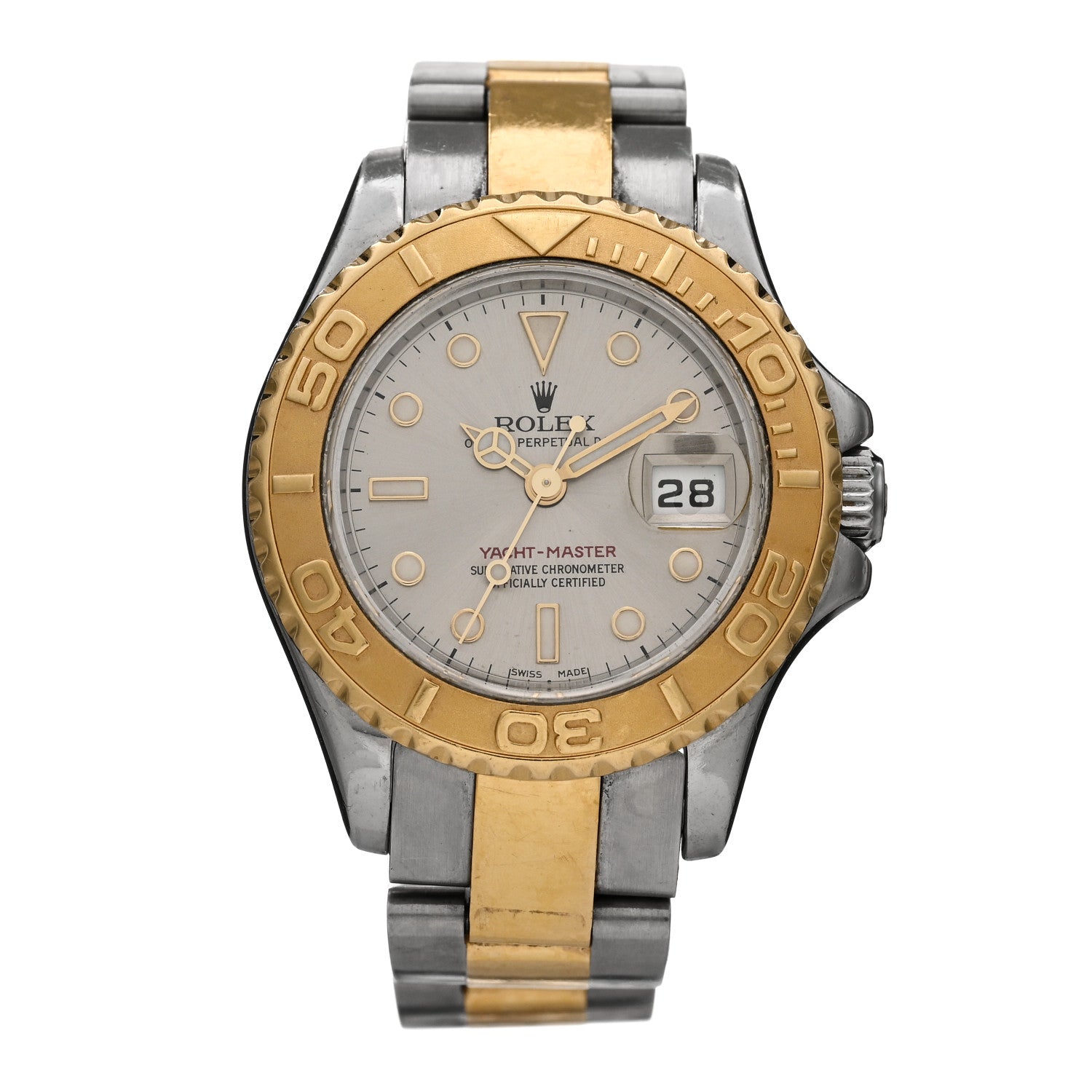 Rolex Stainless Steel 18K Yellow Gold 29mm Oyster Perpetual Date Yacht-Master Watch Silver 69623 1 of 4