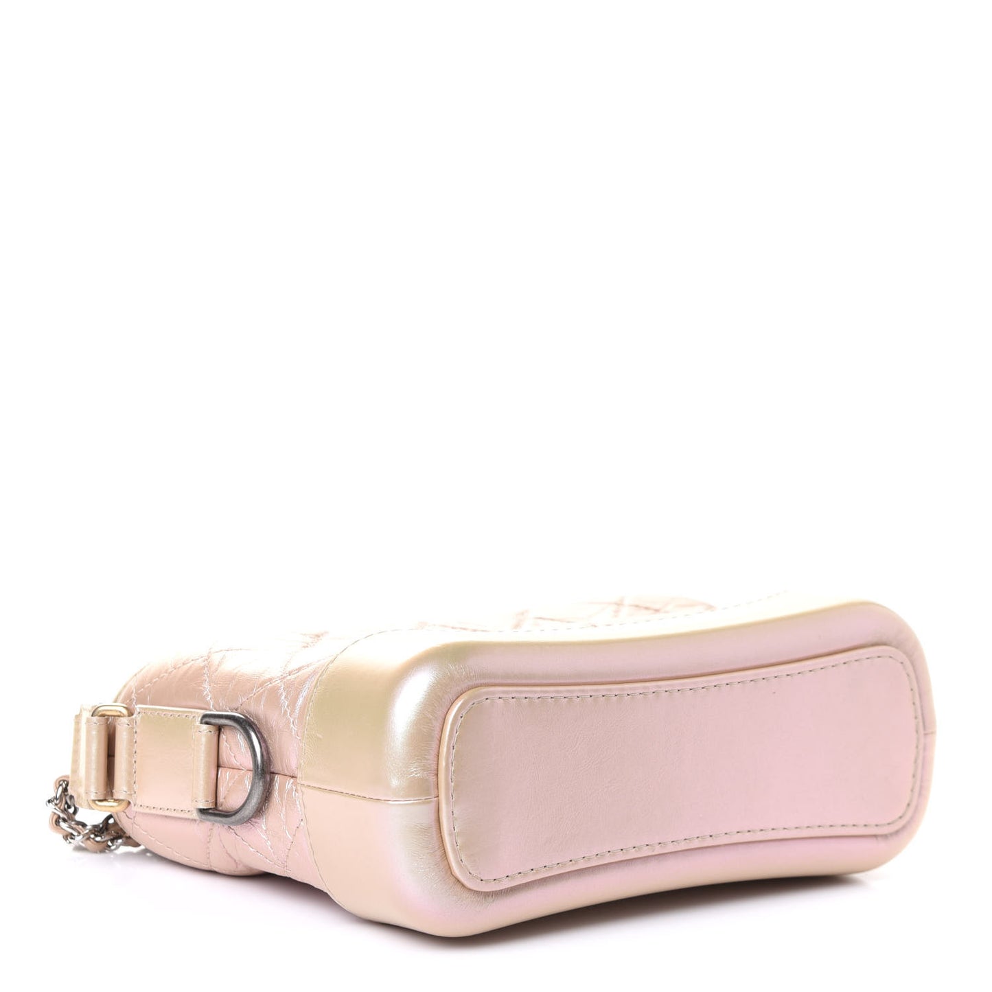 Iridescent Aged Calfskin Quilted Small Gabrielle Hobo Light Pink