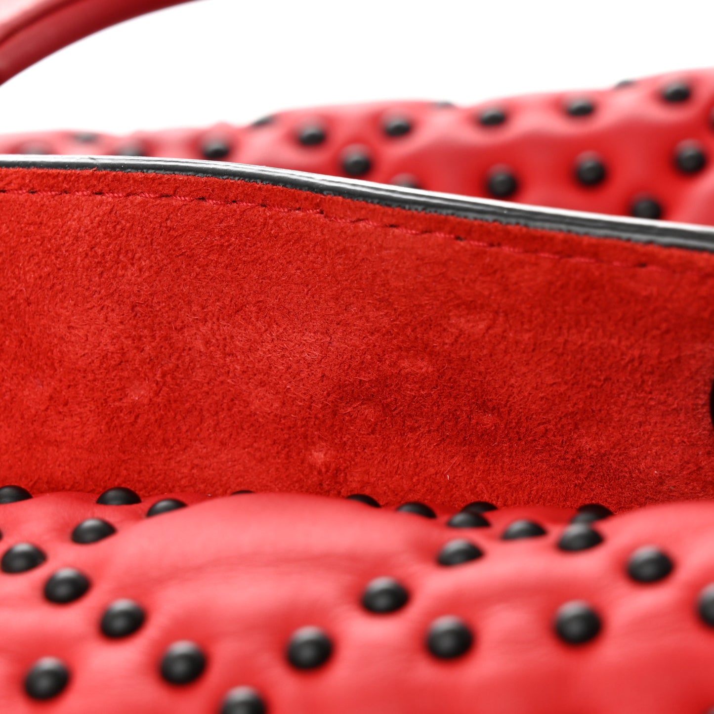 Ultra Matte Calfskin Studded Mini Supple Lady Dior Red Black